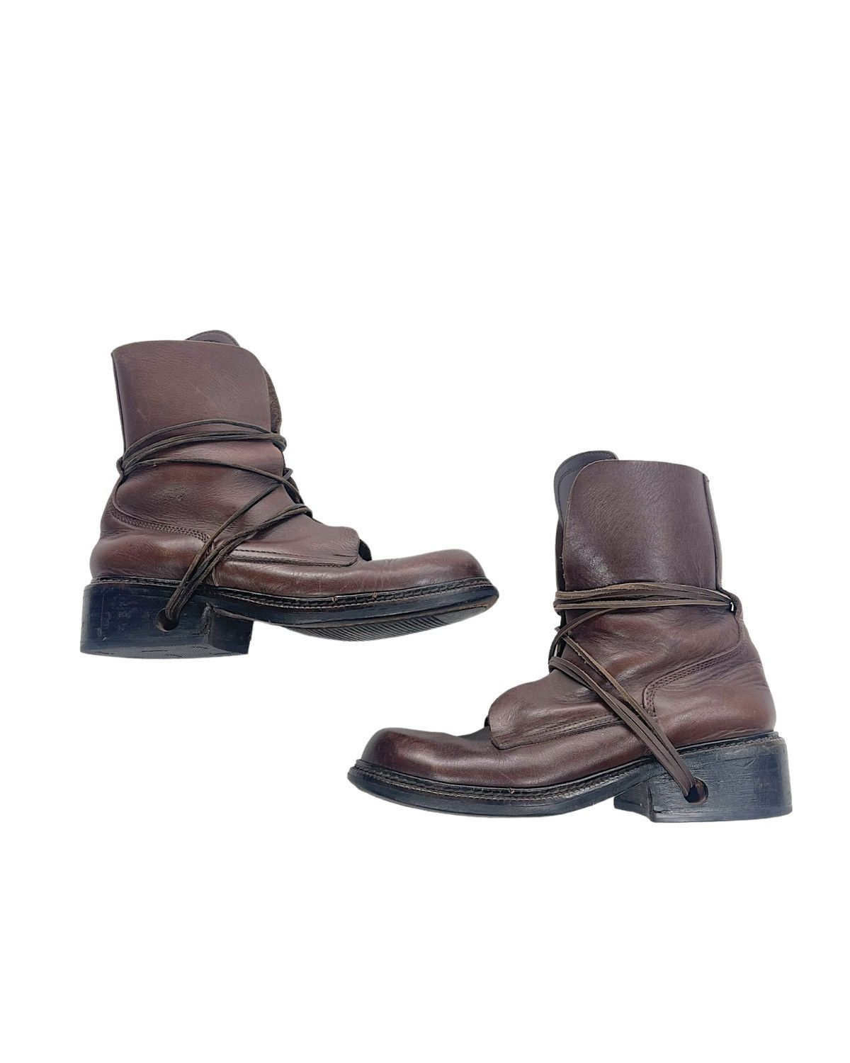 Dirk Bikkembergs AW94/95 Lace Through Heel Leather Boots Size US 9.5 / EU 42-43 - 2 Thumbnail