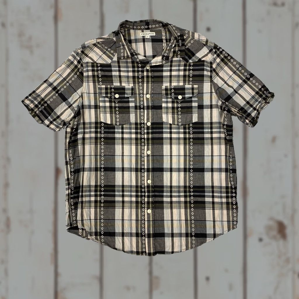 Frye Frye and Co. Shirt Large Tall Short Sleeve Plaid Western Lightweight Button-Up Collared Men Mens Shirt Size US L / EU 52-54 / 3 - 1 Thumbnail