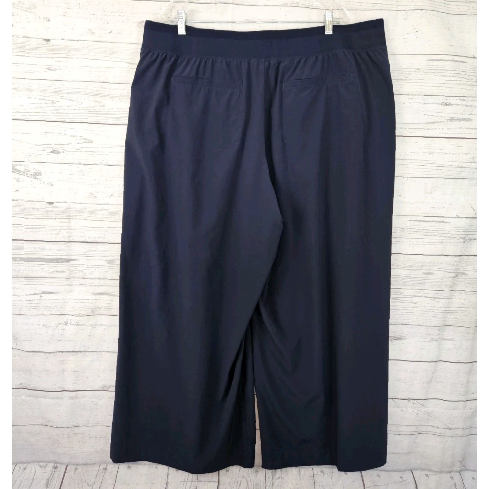 Athleta Athleta Womens Brooklyn Heights Wide Leg Pants Sz 22 Blue Pull On Zip Pockets Size 40" / US 18 - 3 Thumbnail