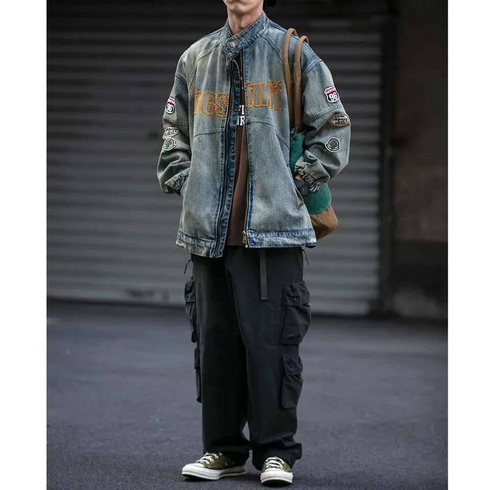 Vintage American vintage denim jacket bomber oversize y2k unisex Size US L / EU 52-54 / 3 - 6 Thumbnail