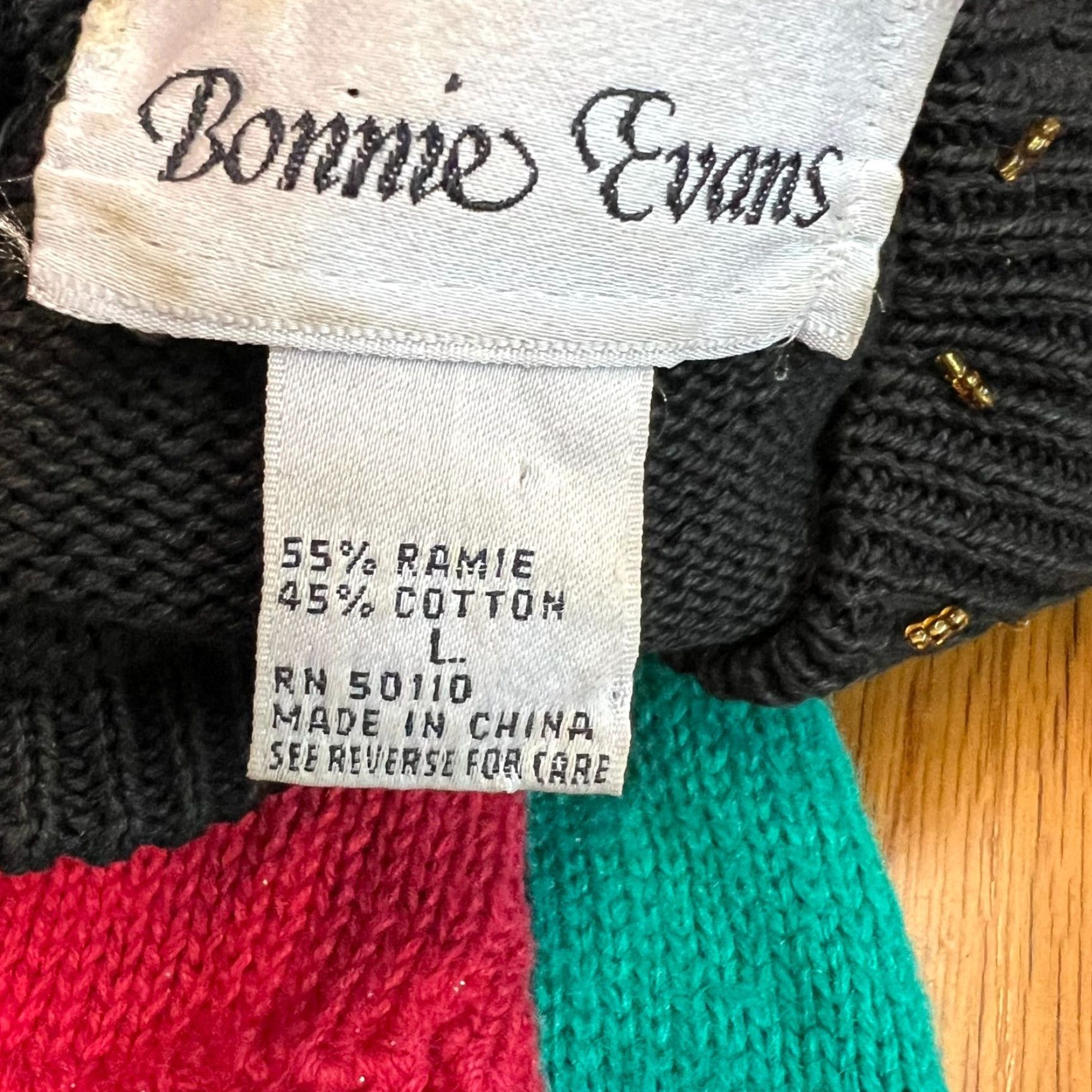 Vintage VINTAGE Bonnie Evans Sweater Shirt Womens L Black Geometric Jewel Sequin Glitter 80s Holiday Pullover Long Sleeve Size L / US 10 / IT 46 - 6 Thumbnail