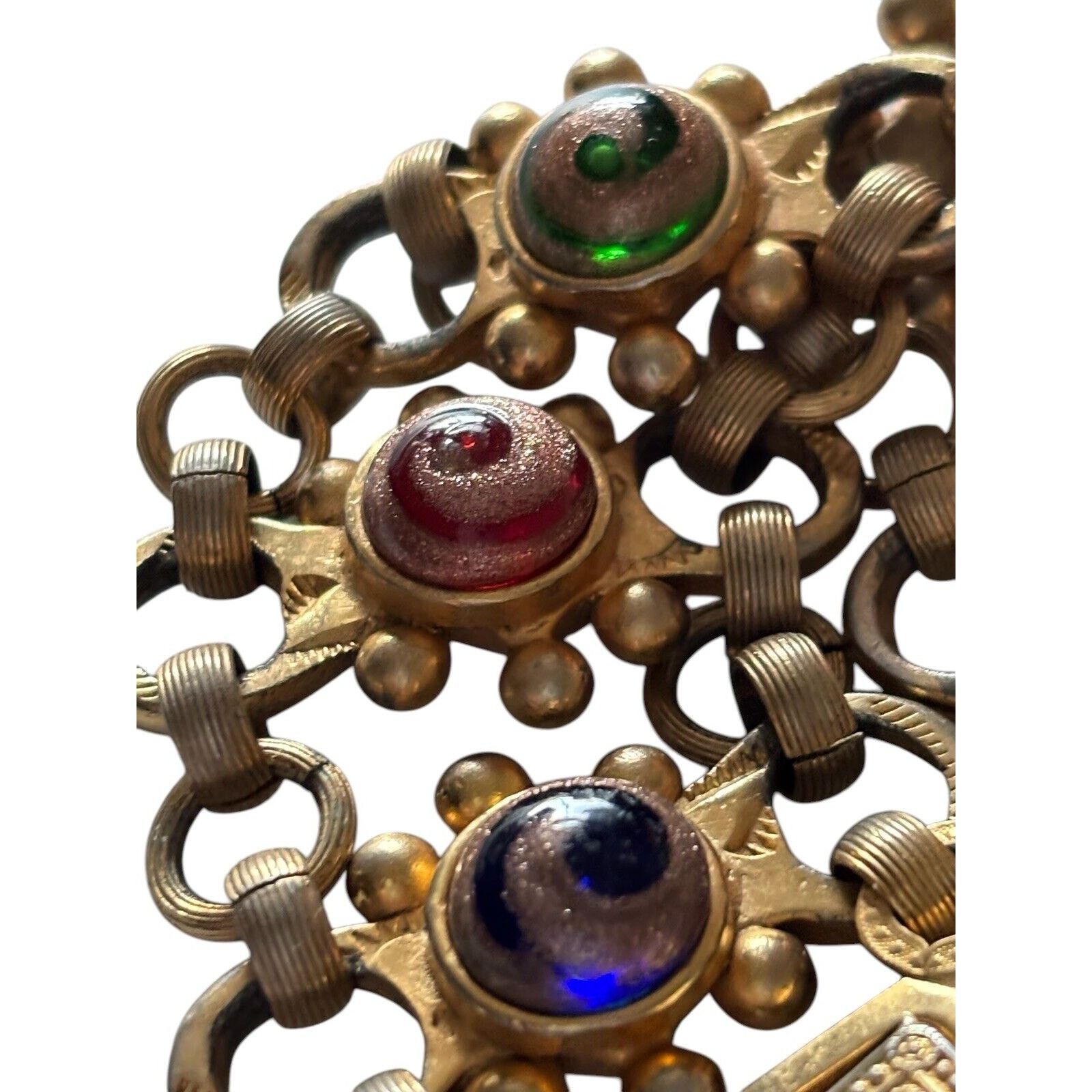 Other Venetian Art Glass Swirl Bracelet Wide Ornate Open Link Size ONE SIZE - 6 Thumbnail