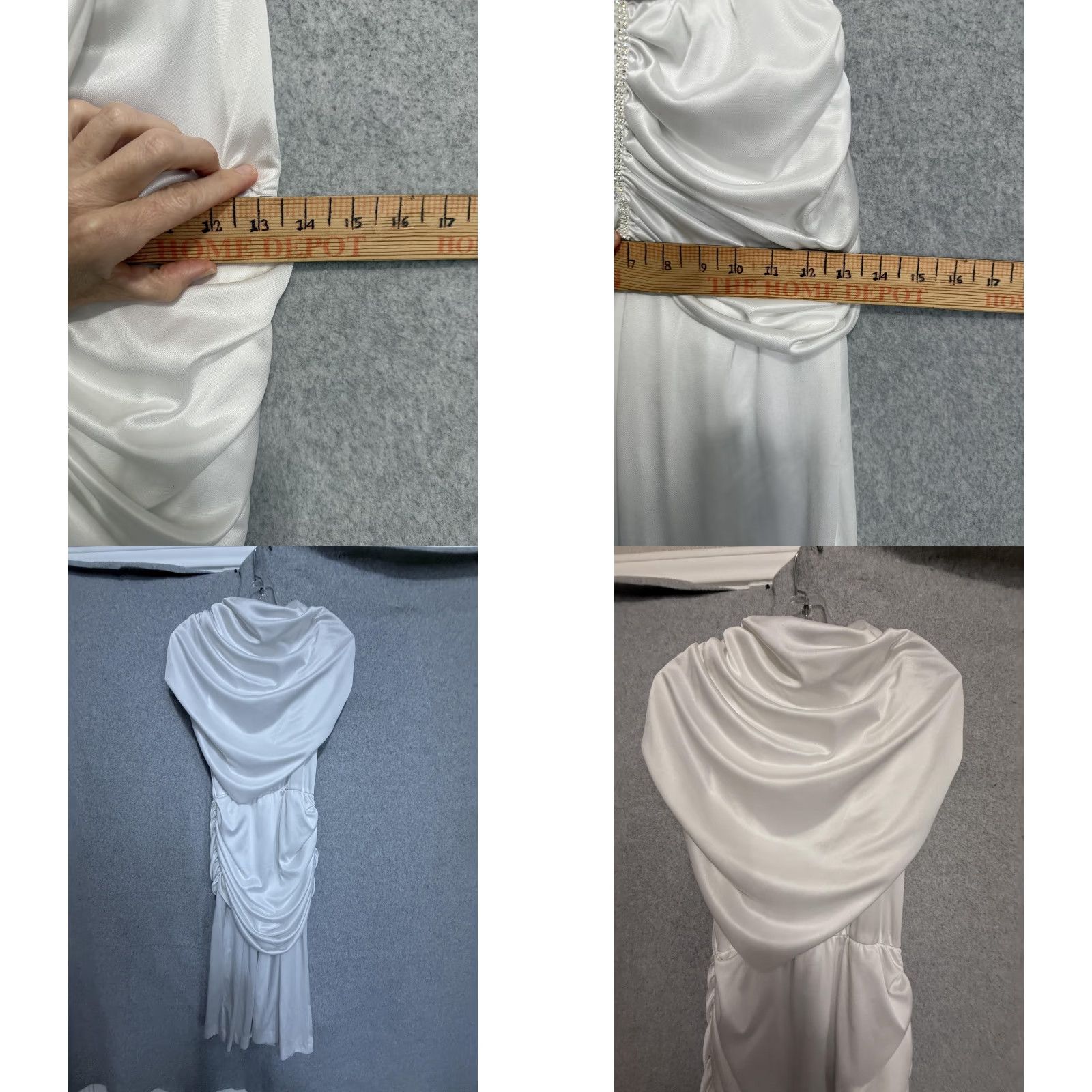 Vintage VINTAGE Inspiration Dress Juniors 9-10 White Ruched Satin Cowl Maxi Rhinestone HOCO Dress Womens Small Size S / US 4 / IT 40 - 8 Thumbnail