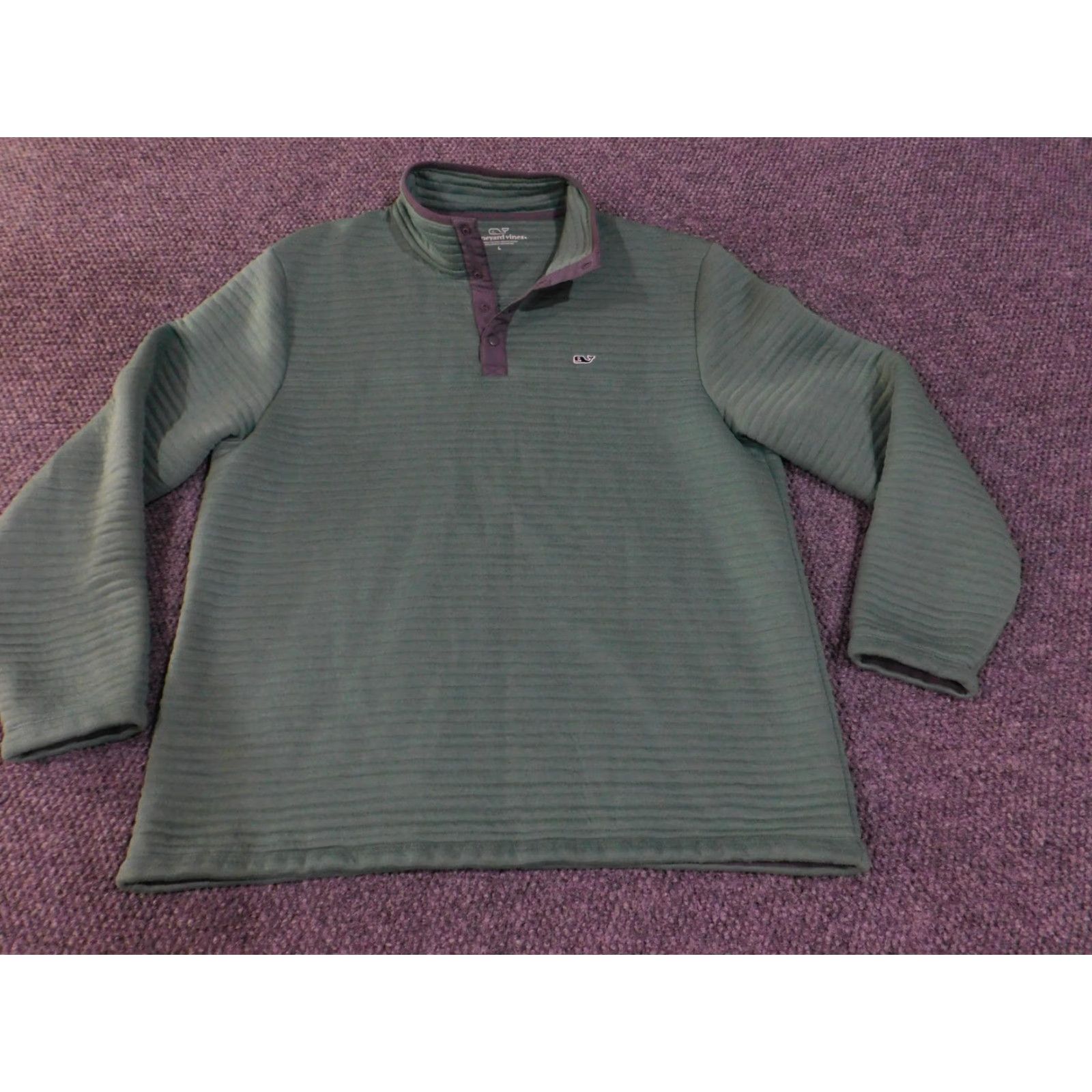 Vineyard Vines Vineyard Vines Pullover Mens Large Green Snap Mock Neck Fleece Striped Outdoor Shirt Size US L / EU 52-54 / 3 - 4 Thumbnail