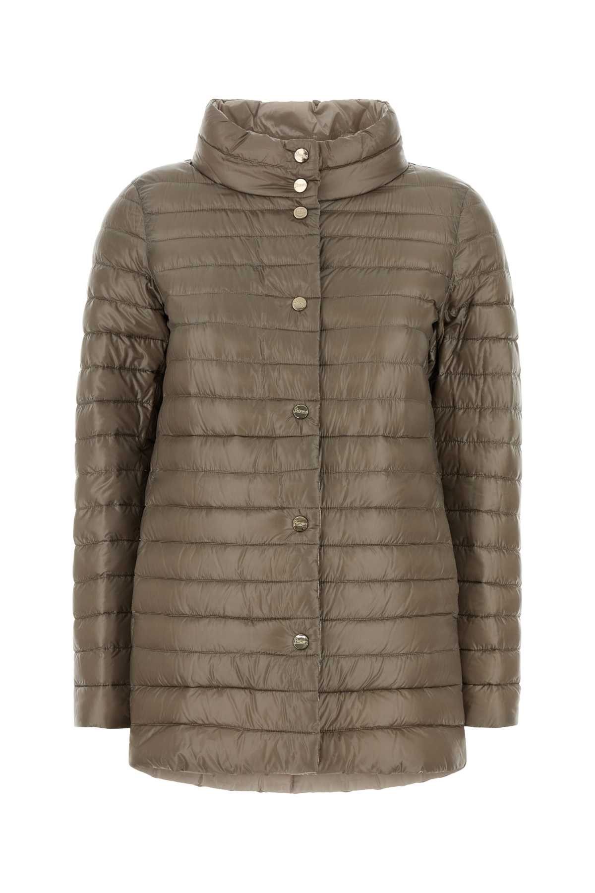 Cappuccino Nylon Reversible Down Jacket