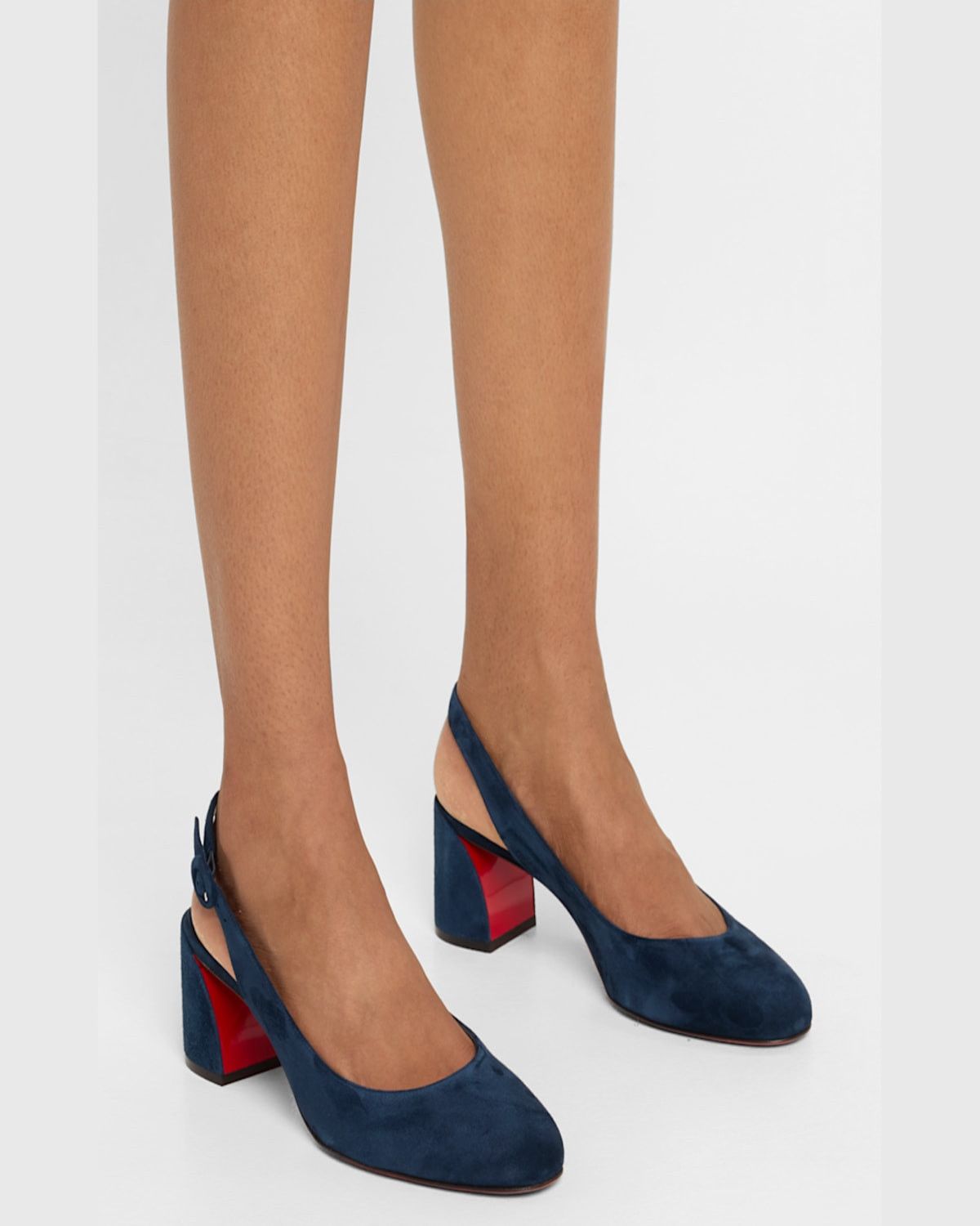 Christian Louboutin So Jane Sling 55 Marine Blue Slingback Sandal Block Heel 36 Size US 6 / IT 36 - 3 Thumbnail