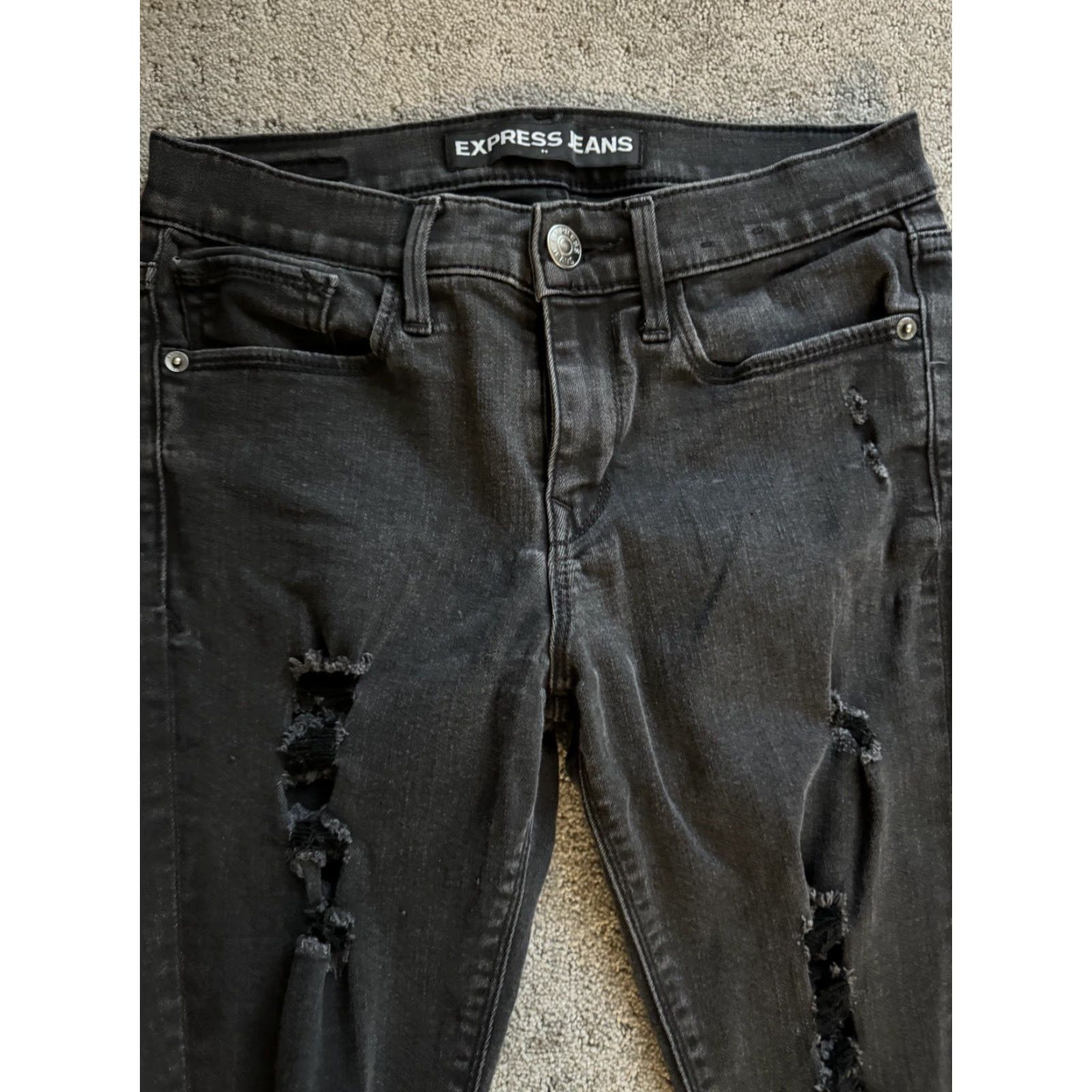 Express Express Jeans Womens Mid Rise Ankle Stretch Black Jeans Size 4 Regular Adult Slim 27in Inseam 5-Pocket Size 27" / US 4 / IT 40 - 6 Thumbnail