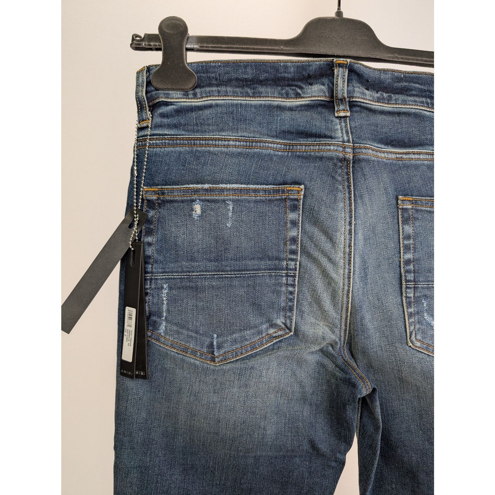 Amiri o1rshd1 Plaid Thrasher Denim Jeans in Deep Classic Blue Size US 36 / EU 52 - 12 Thumbnail