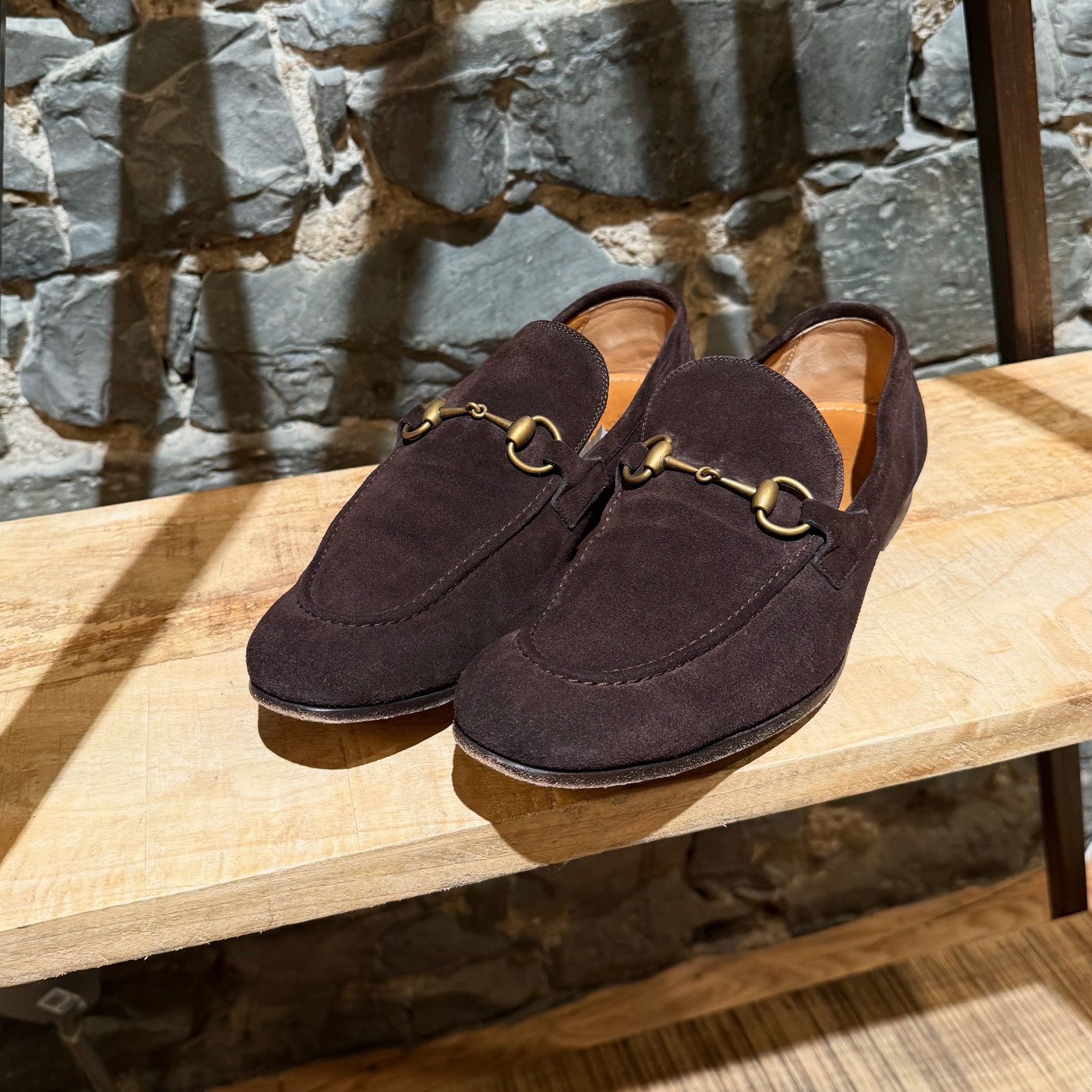 Gucci Gucci Brown Suede Horsebit Accent Jordaan Loafers Size US 11.5 / EU 44-45 - 6 Thumbnail