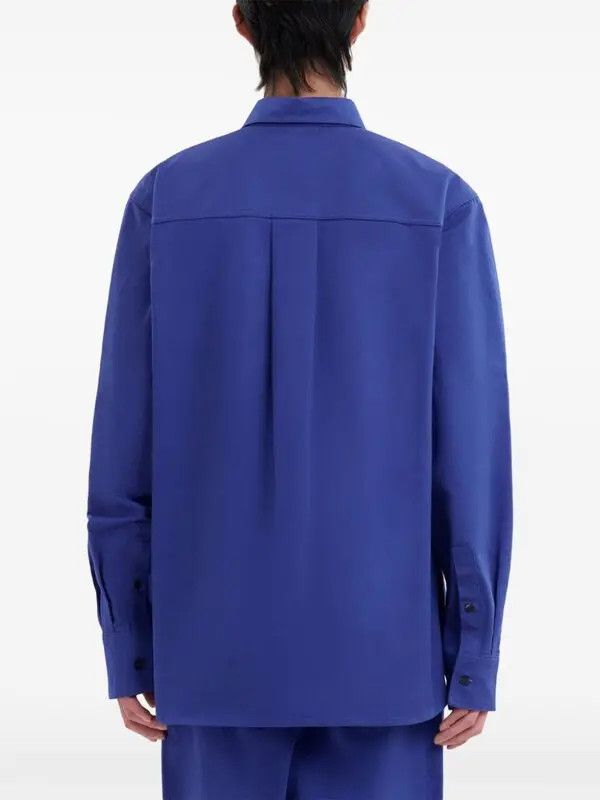 Marni o1w1db11125 Logo-Embroidered Cotton Shirt in Blue Size US S / EU 44-46 / 1 - 3 Thumbnail