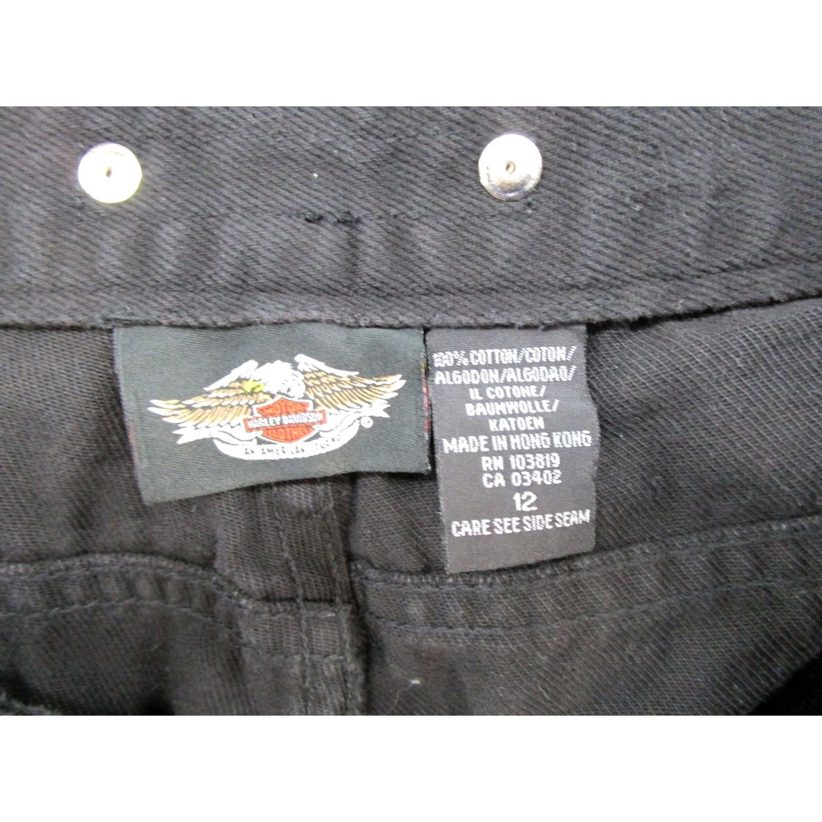 Harley Davidson VINTAGE Harley-Davidson Patch Logo Black Denim Jeans Women's Size 12 Biker Read Size 34" / US 12 / IT 48 - 3 Thumbnail