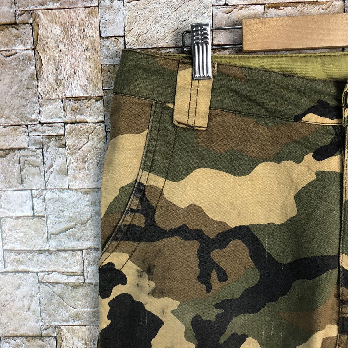 Japanese Brand Matchstick Camo Brown Cargo Multipocket Pants #A138 Size US 31 - 8 Thumbnail