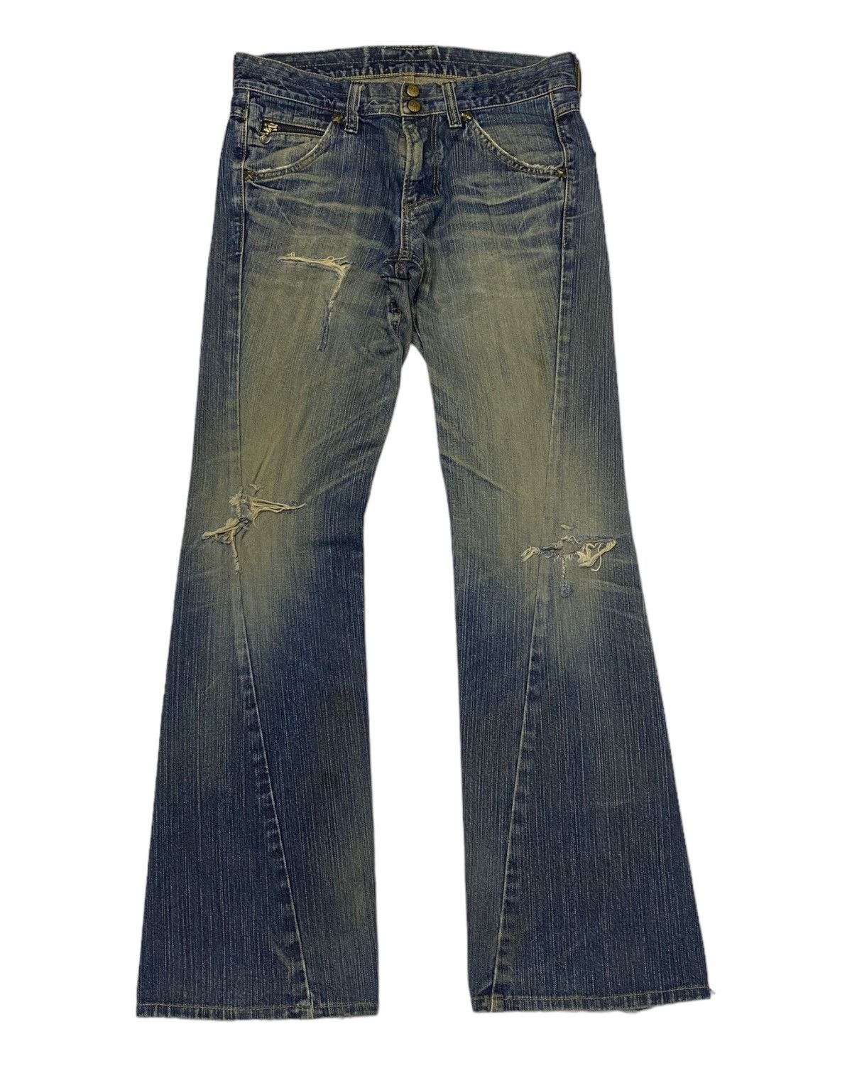 Lee × Tornado Mart 🔥LEE FLARE TWISTED DISTRESSED DENIM JEANS BOOTCUT FLARED Size US 31 - 1 Thumbnail