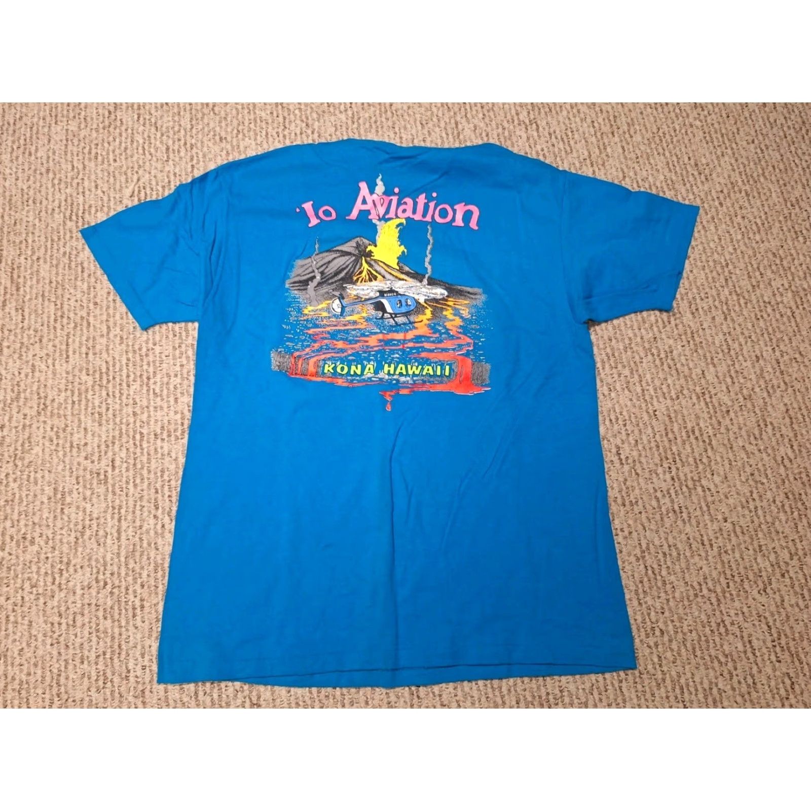 Hanes VINTAGE Kona Hawaii Aviation Plane Flying Tropical Shirt Surf Hanes Mens XL Blue 90s 1990s Graphic Print Crew Neck Short Sleeve Hawaiian Theme Size US XL / EU 56 / 4 - 2 Thumbnail