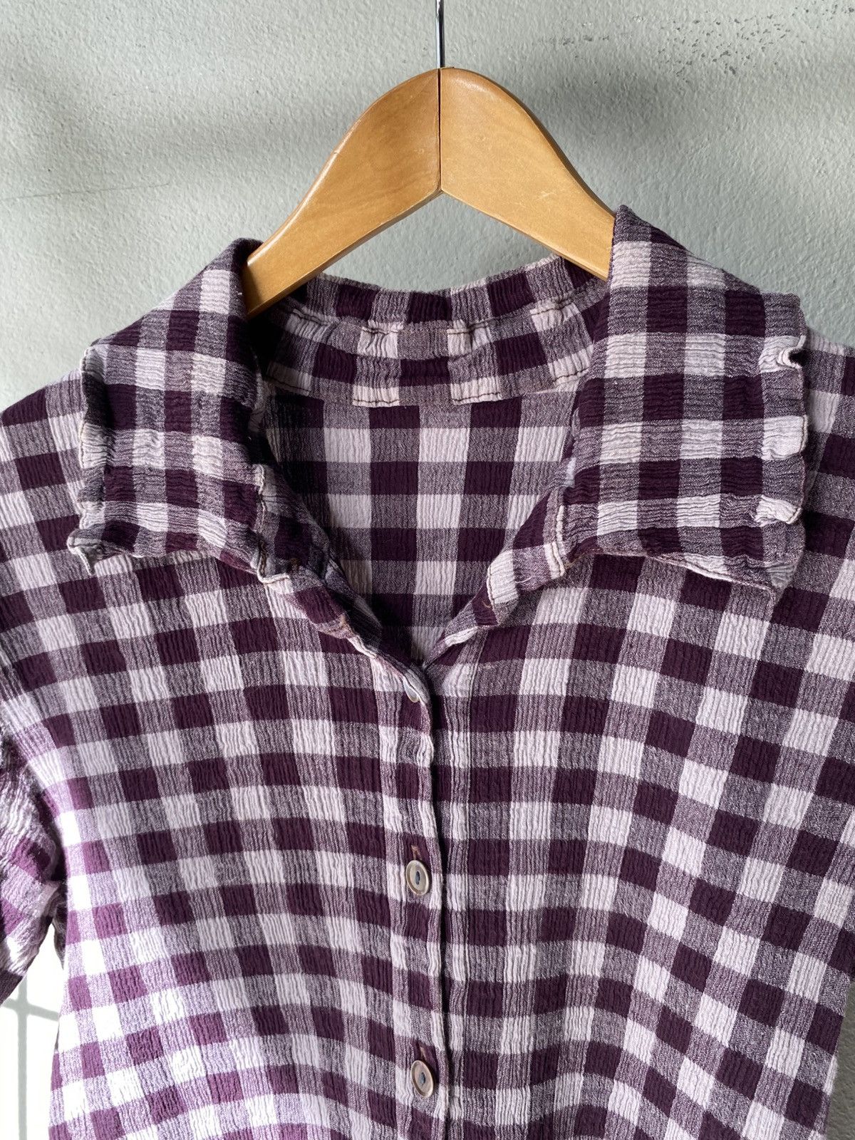 Tsumori Chisato TSUMORI CHISATO Purple Plaid Button-Down Pleated Top Size M / US 6-8 / IT 42-44 - 3 Thumbnail