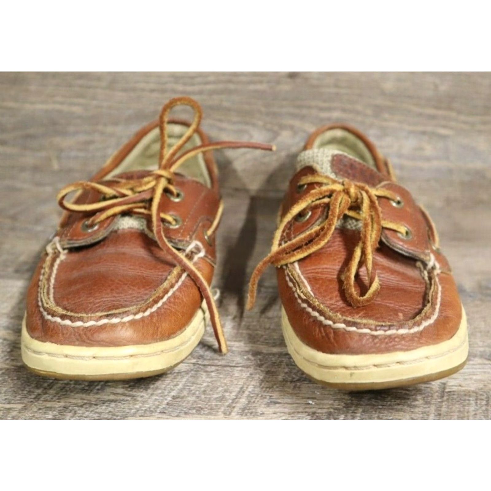 Sperry VINTAGE Sperry Top Sider Women’s Leather Moccasin Boat Shoe Loafers Brown 7.5 M 9276632 Size M / US 6-8 / IT 42-44 - 4 Thumbnail