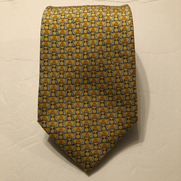 Salvatore Ferragamo SALVATORE FERRAGAMO MEN'S NEW 100%SILK TIE WIDTH: 3 1/2" Size ONE SIZE - 2 Thumbnail