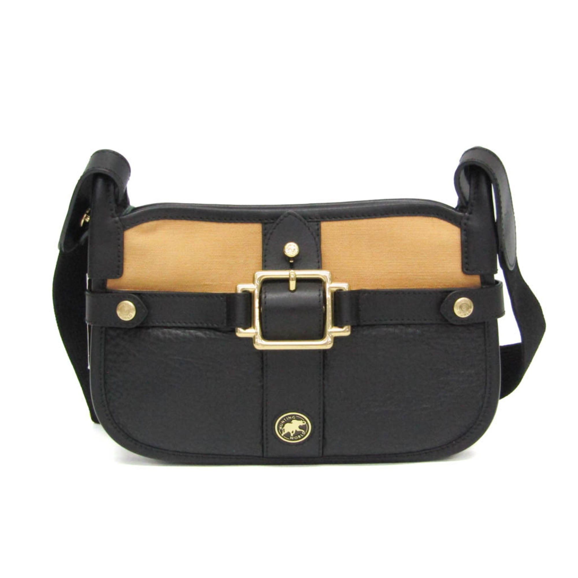 Other Hunting World Women's Leather,Canvas Shoulder Bag Black,Camel Size ONE SIZE - 1 Thumbnail