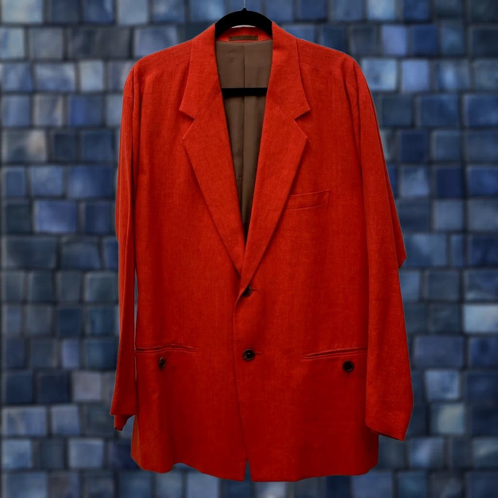 Issey Miyake ISSEY MIYAKE Tailored Jacket Red Men's Linen-blend One Size Size US M / EU 48-50 / 2 - 1 Thumbnail