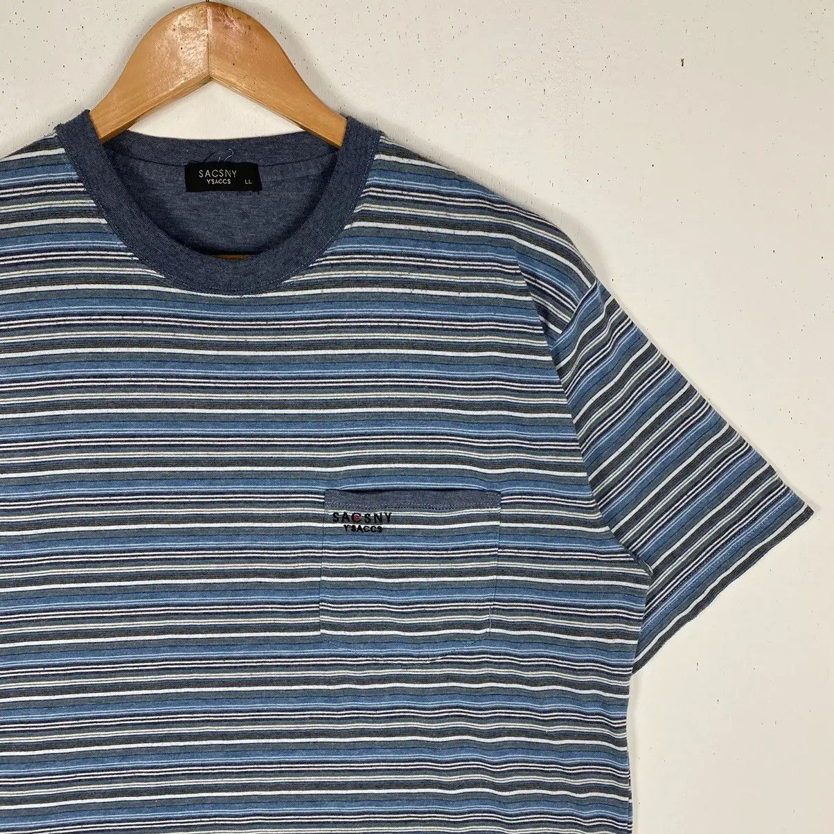 Designer BY YOHJI YAMAMOTO!! SACSNY Y'SACCS BLUE STRIPED TEE Size US L / EU 52-54 / 3 - 3 Thumbnail