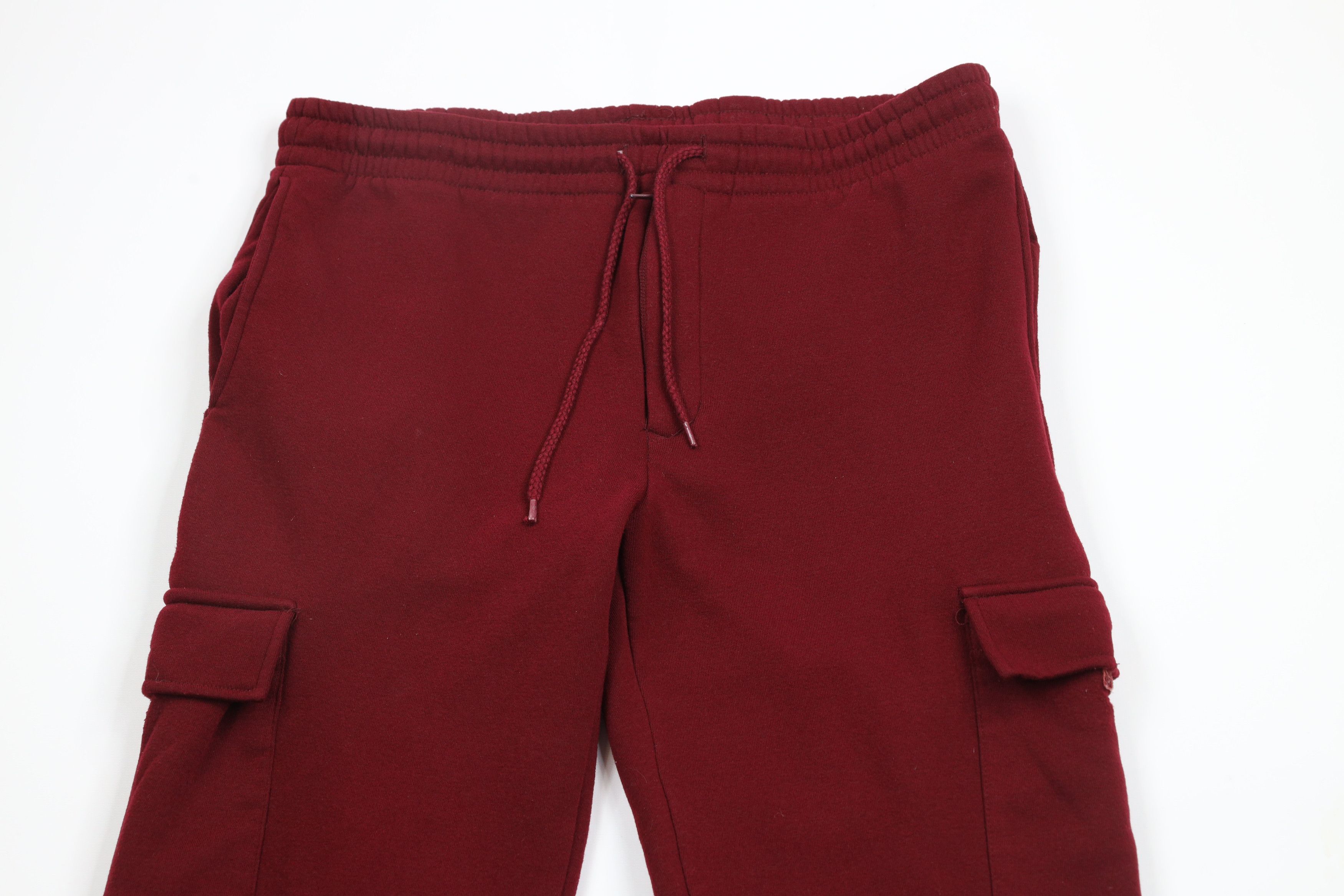 Vintage Vintage 90s Streetwear Blank Wide Leg Cargo Sweatpants Red Size US 34 / EU 50 - 2 Thumbnail