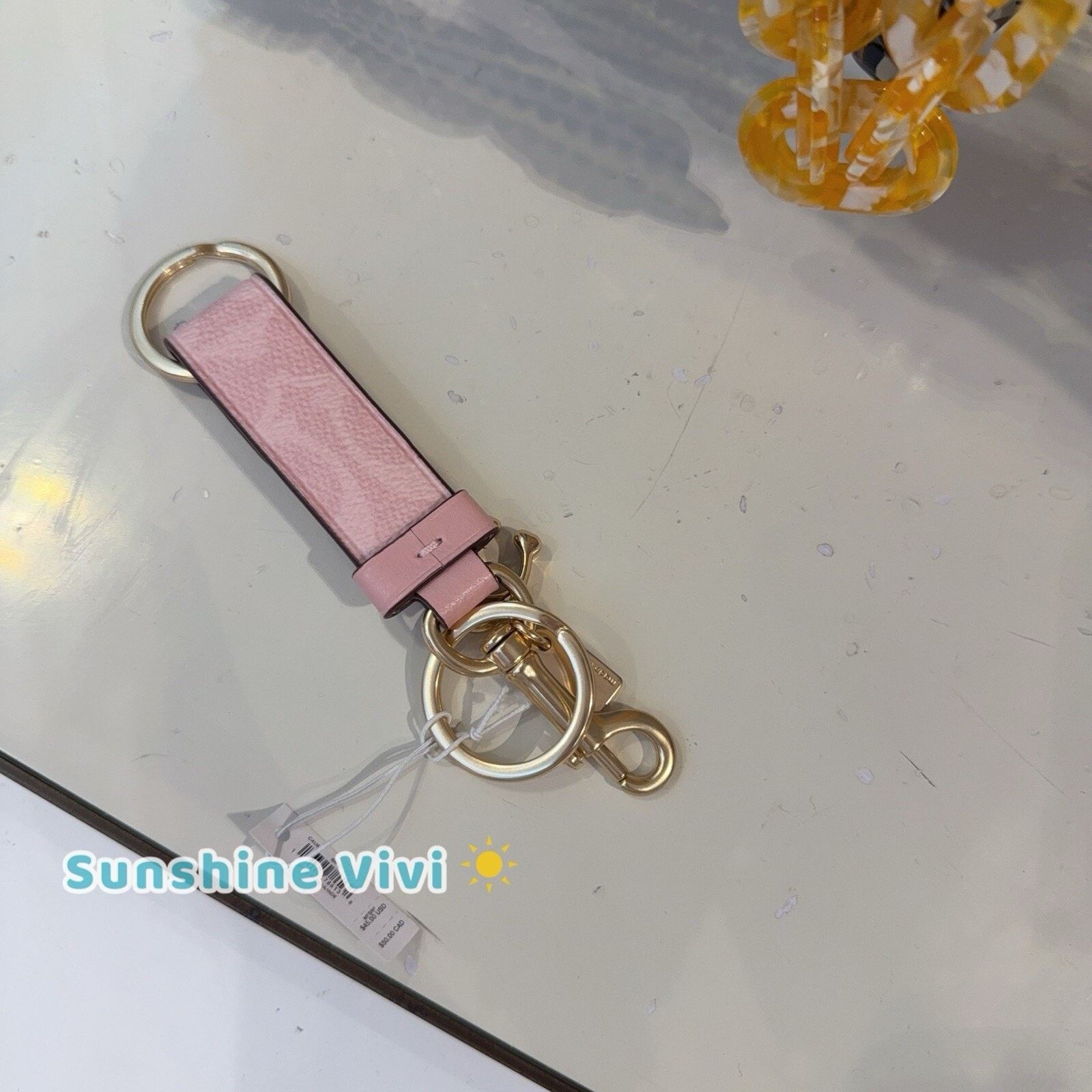 Coach NWT COACH CAU86 Trigger Snap Bag Charm Powder Pink Key Chain Size ONE SIZE - 2 Thumbnail