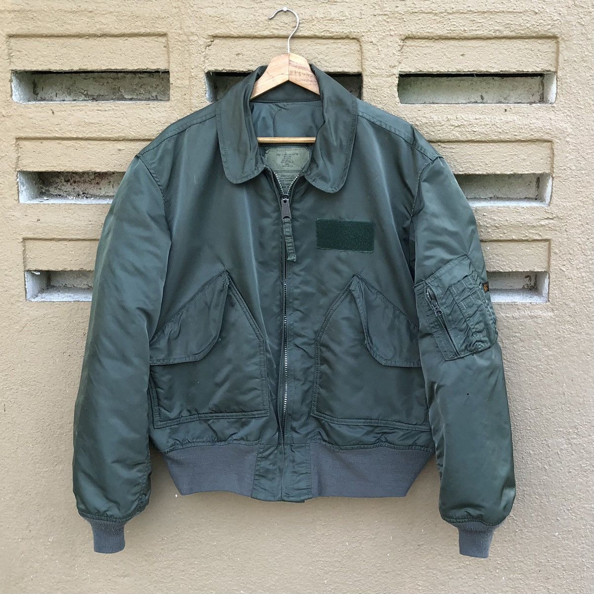 image of Vintage Alpha Industries Flyer’S Cwu-45P Ma-1 Bomber Jacket in Green, Men's (Size Large)