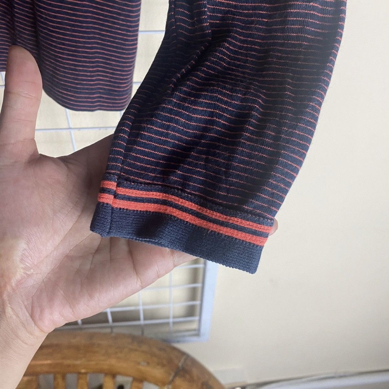 A.P.C. Archive A.P.C. Striped LongSleeve Navy Burgundy Contrast Rib Size S / US 4 / IT 40 - 7 Thumbnail