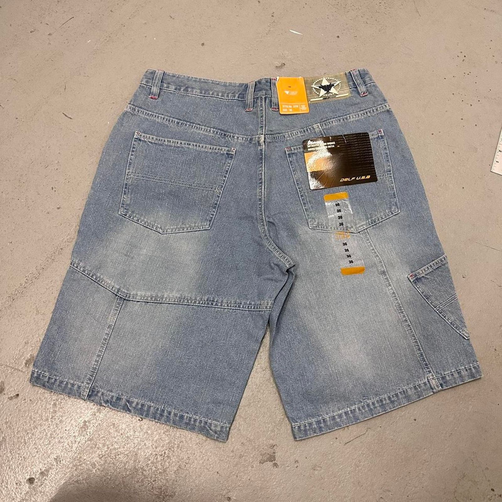 Vintage Vintage Baggy Y2k Urban Wide Leg DELF Wash Blue Short Men 36 Size US 36 / EU 52 - 4 Thumbnail