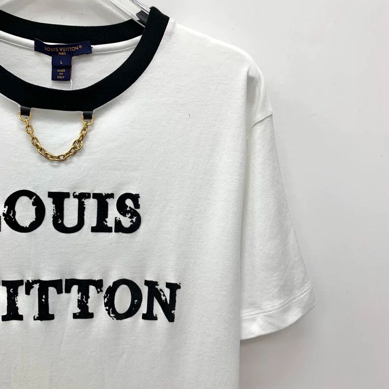 Louis Vuitton Louis Vuitton 23 white logo monogrammed cotton crewneck T- Size L / US 10 / IT 46 - 3 Thumbnail