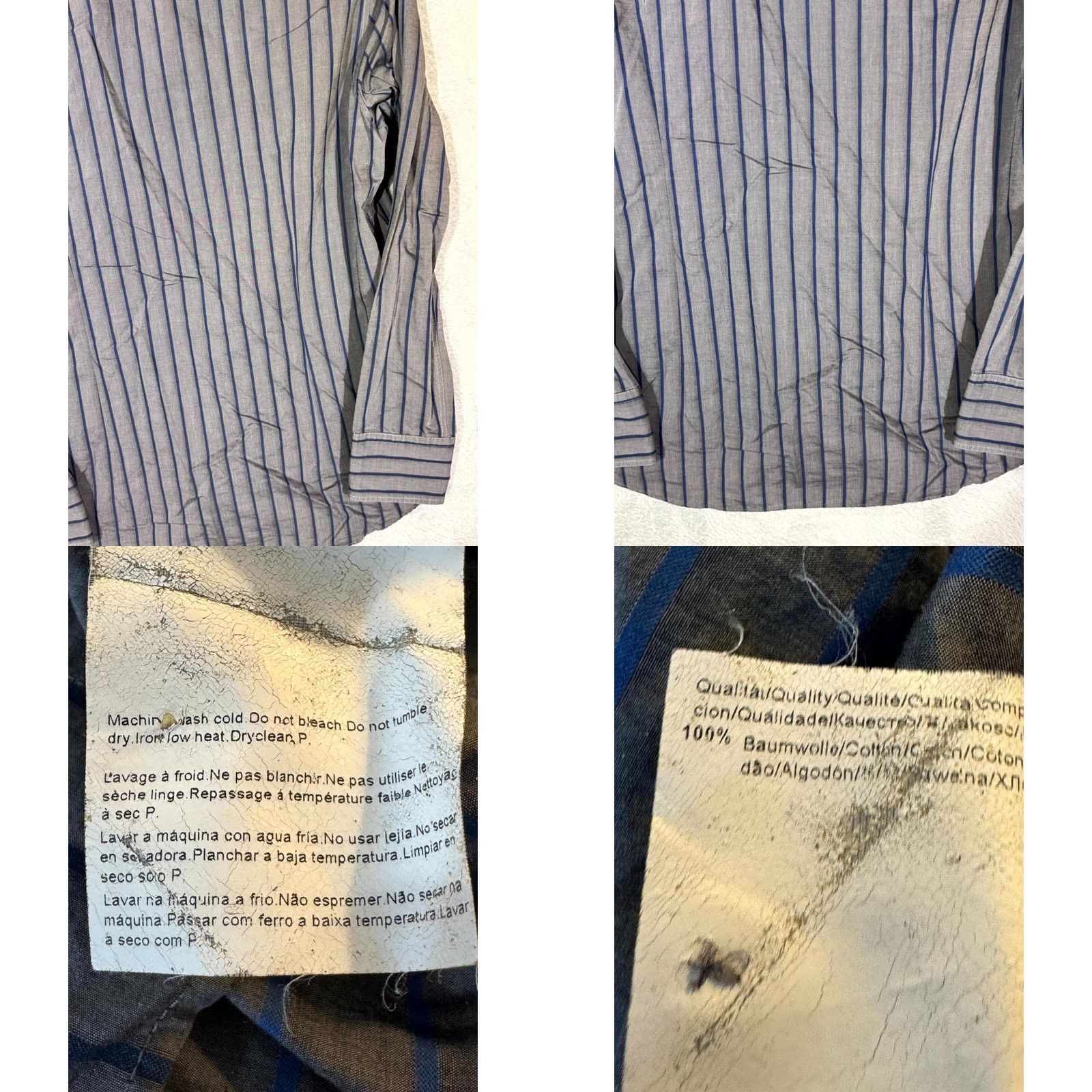 Hugo Boss VINTAGE Hugo Boss Men’s Shirt Large Gray Stripe 100% Cotton Fitted Button-Up Excellent Size US L / EU 52-54 / 3 - 9 Thumbnail
