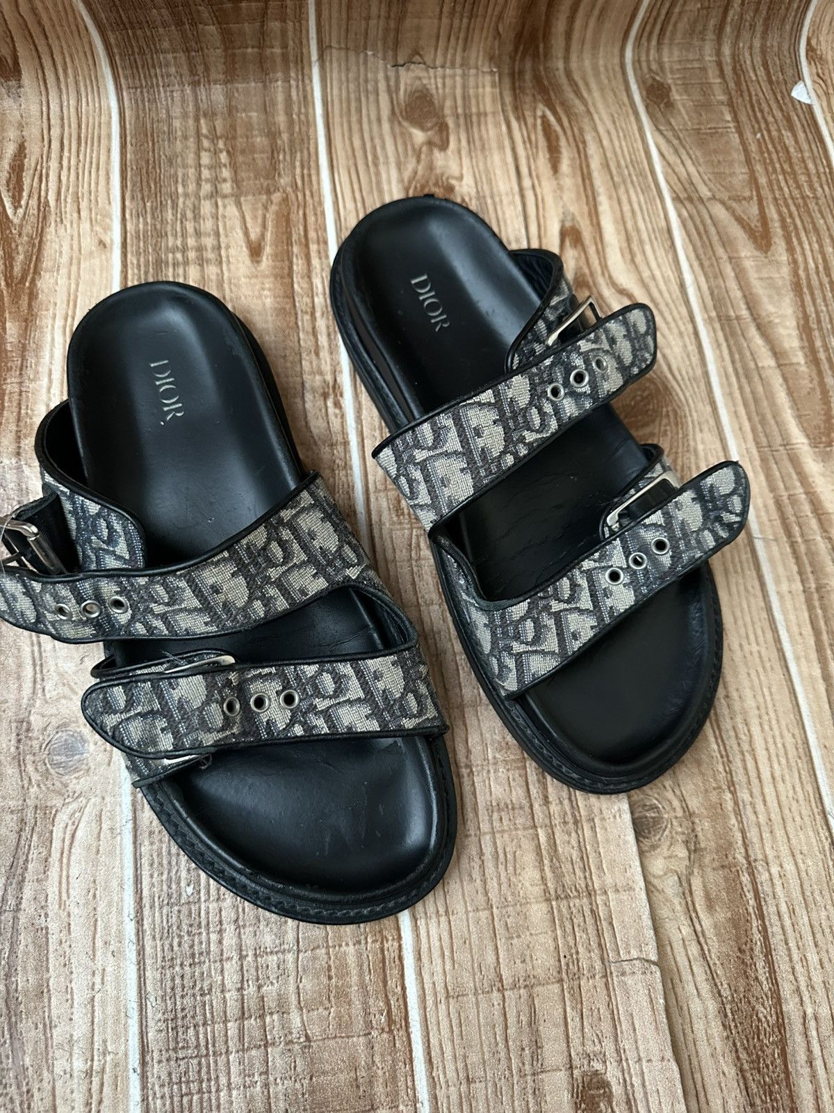 Dior DIOR Aqua Oblique Jacquard Sandals Beige Black Size US 8 / EU 41 - 18 Thumbnail