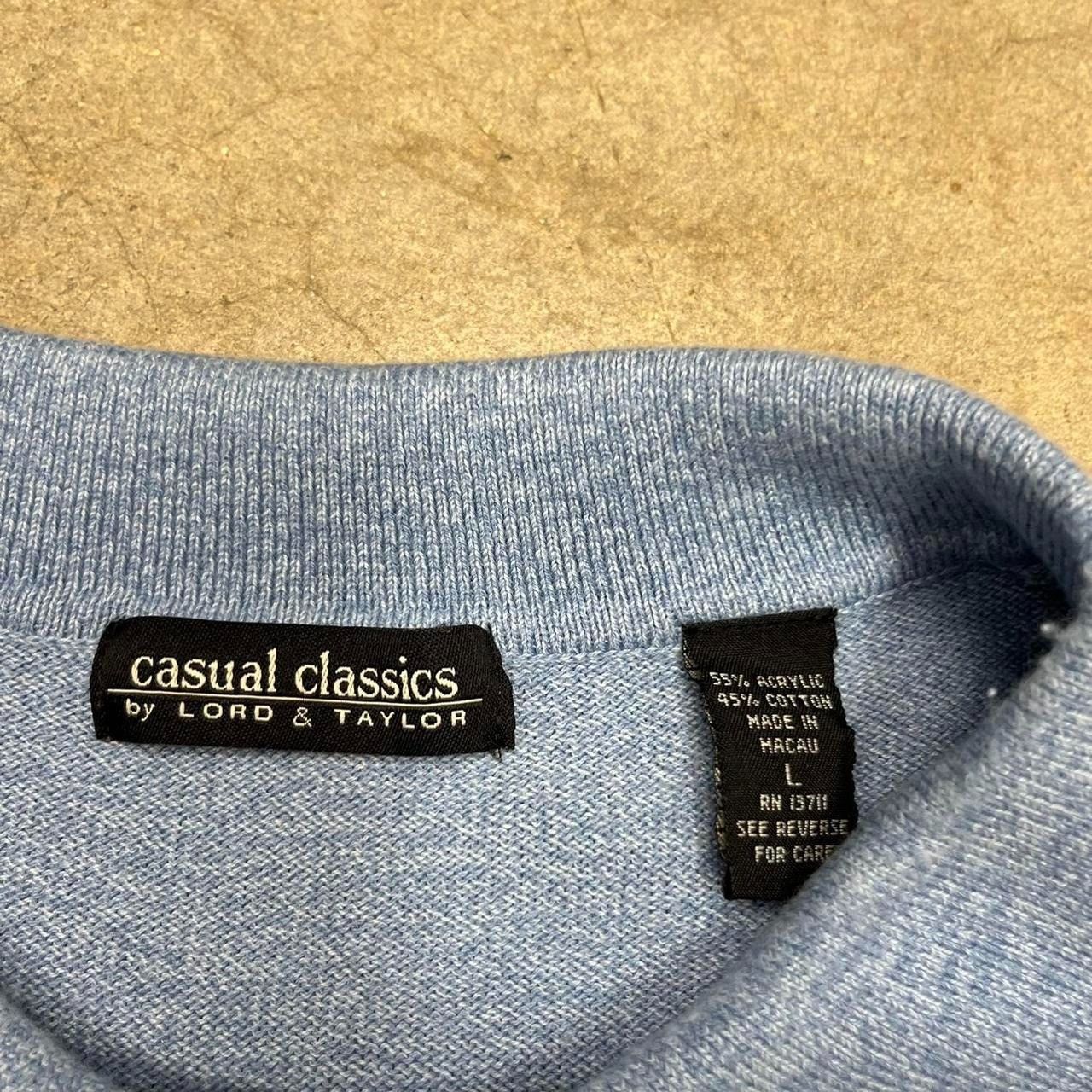 Vintage Vintage Lord & Taylor 90s knit polo shirt light blue zip Size US L / EU 52-54 / 3 - 3 Thumbnail