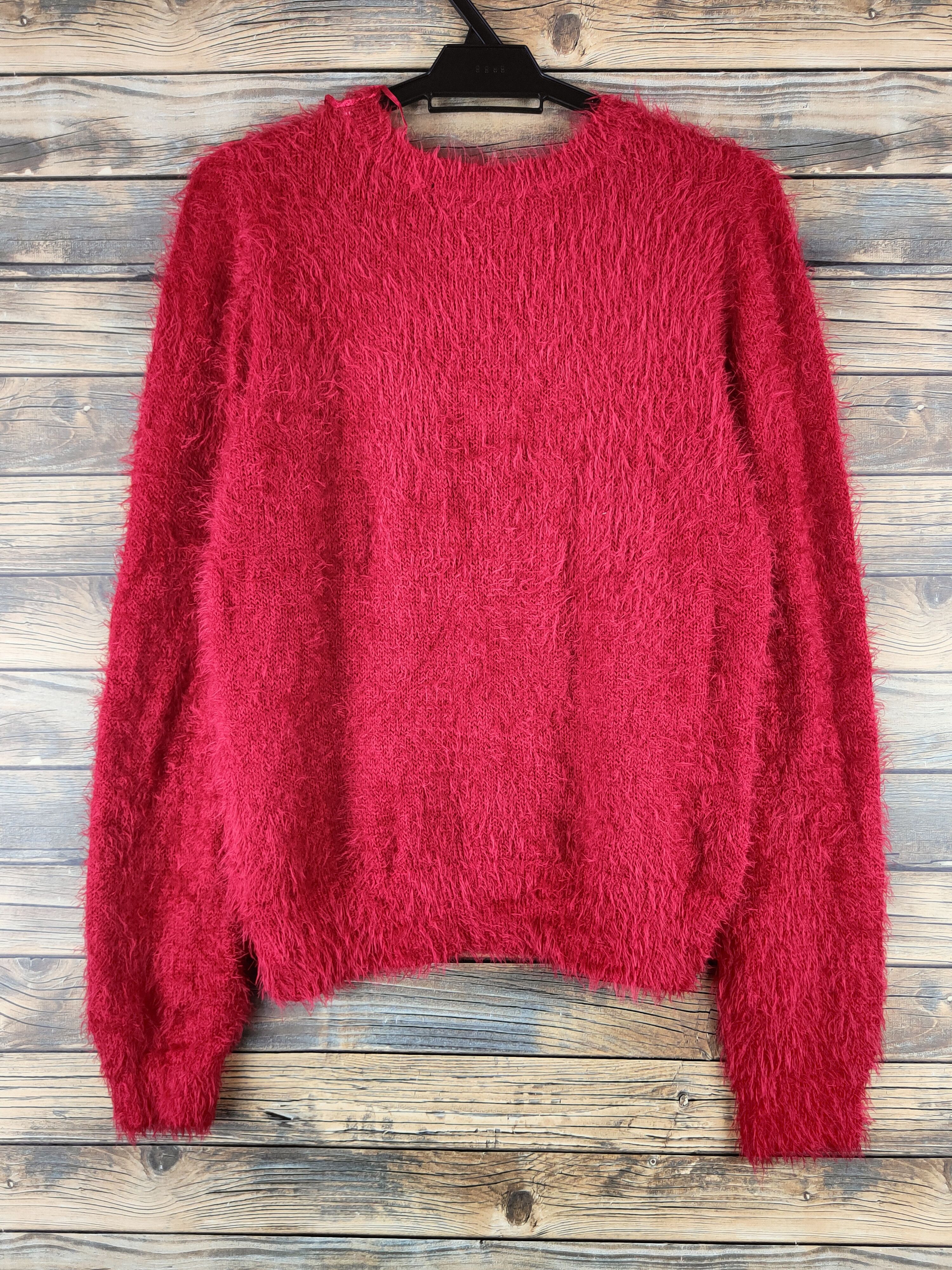 Japanese Brand DL Blue Strive Red Fur Mohair Knitwear #46-439 Size L / US 10 / IT 46 - 7 Thumbnail