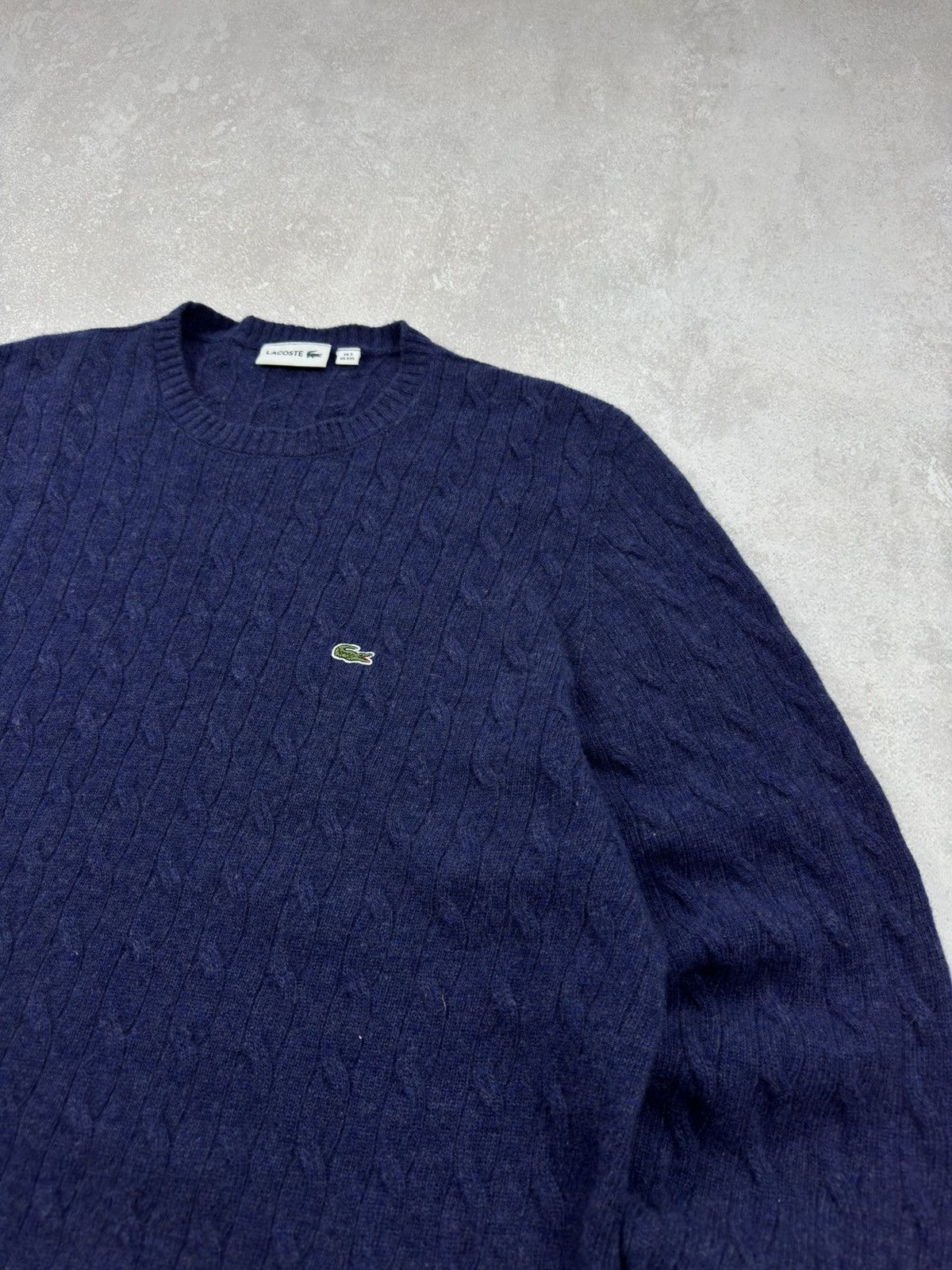 Lacoste Lacoste Cable Knit Merino Wool Sweater Crew Neck Jumper XXL Size US XXL / EU 58 / 5 - 4 Thumbnail
