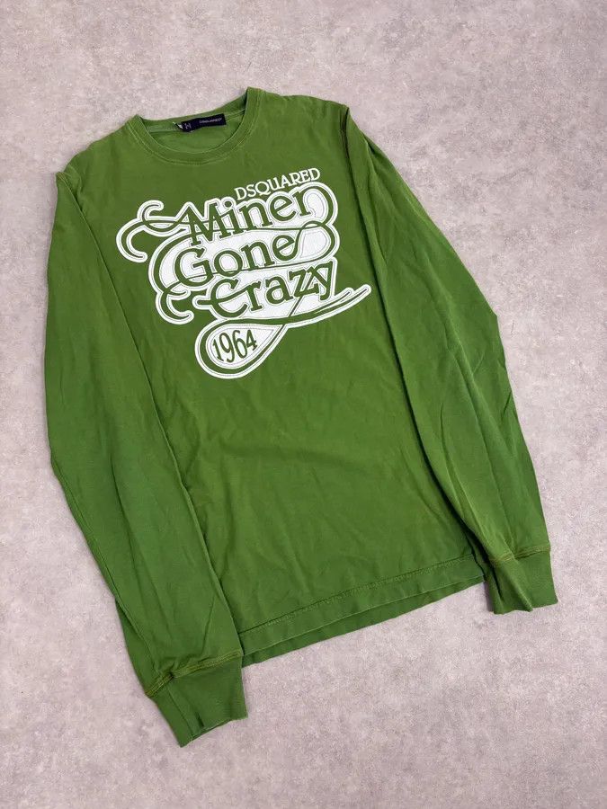 Dsquared2 AW2009 Dsquared2 Green Miner Gone Crazy Longsleeves T-Shirt Size US M / EU 48-50 / 2 - 4 Thumbnail