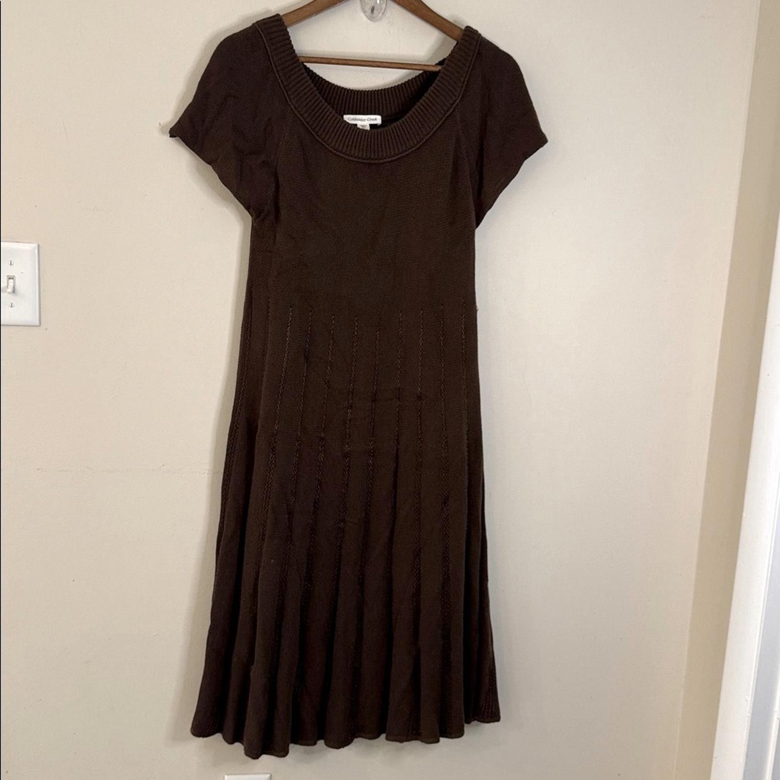 Coldwater Creek Coldwater Creek brown Cotton Knit Midi Sweater Dress SZ PL Size L / US 10 / IT 46 - 1 Thumbnail