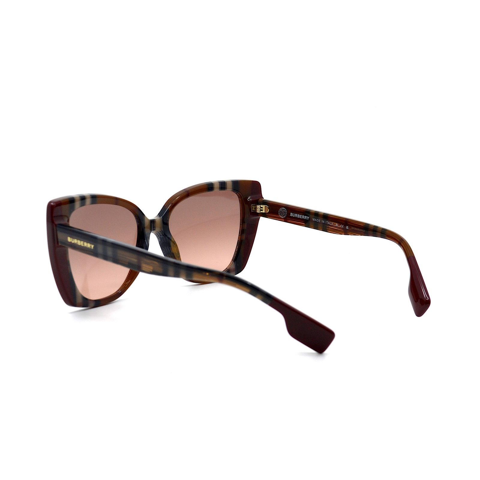Burberry NEW BURBERRY MERYL BE4393 CHECK BROWN/BORDEAUX SUNGLASSES Size ONE SIZE - 7 Thumbnail