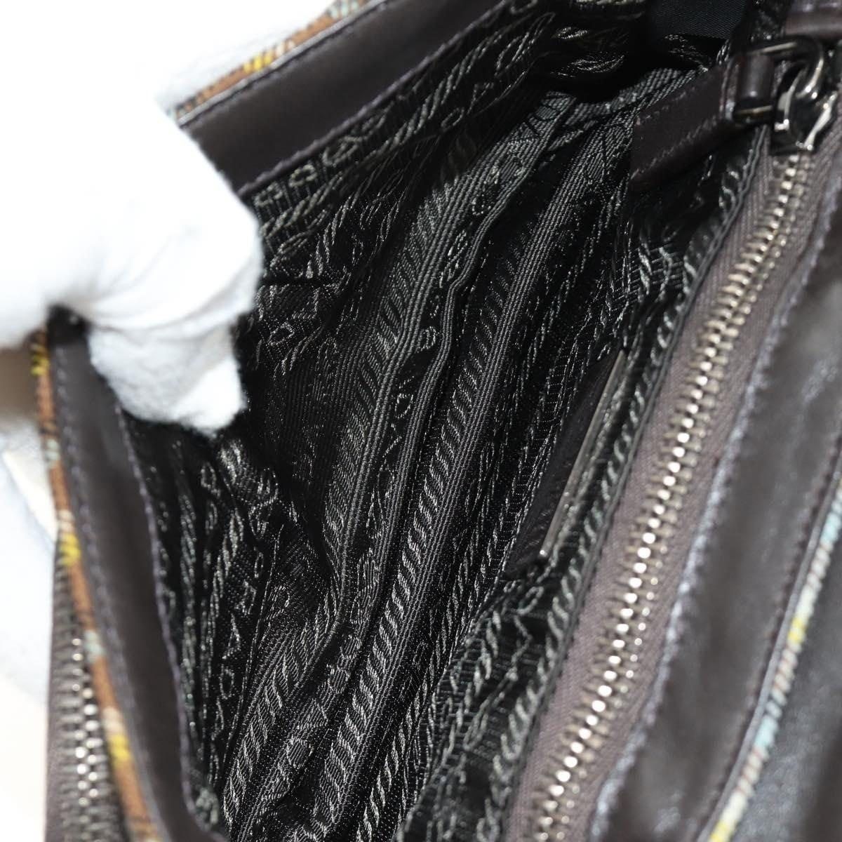 Prada Prada Canvas Chain Shoulder Bag Brown Size ONE SIZE - 6 Thumbnail