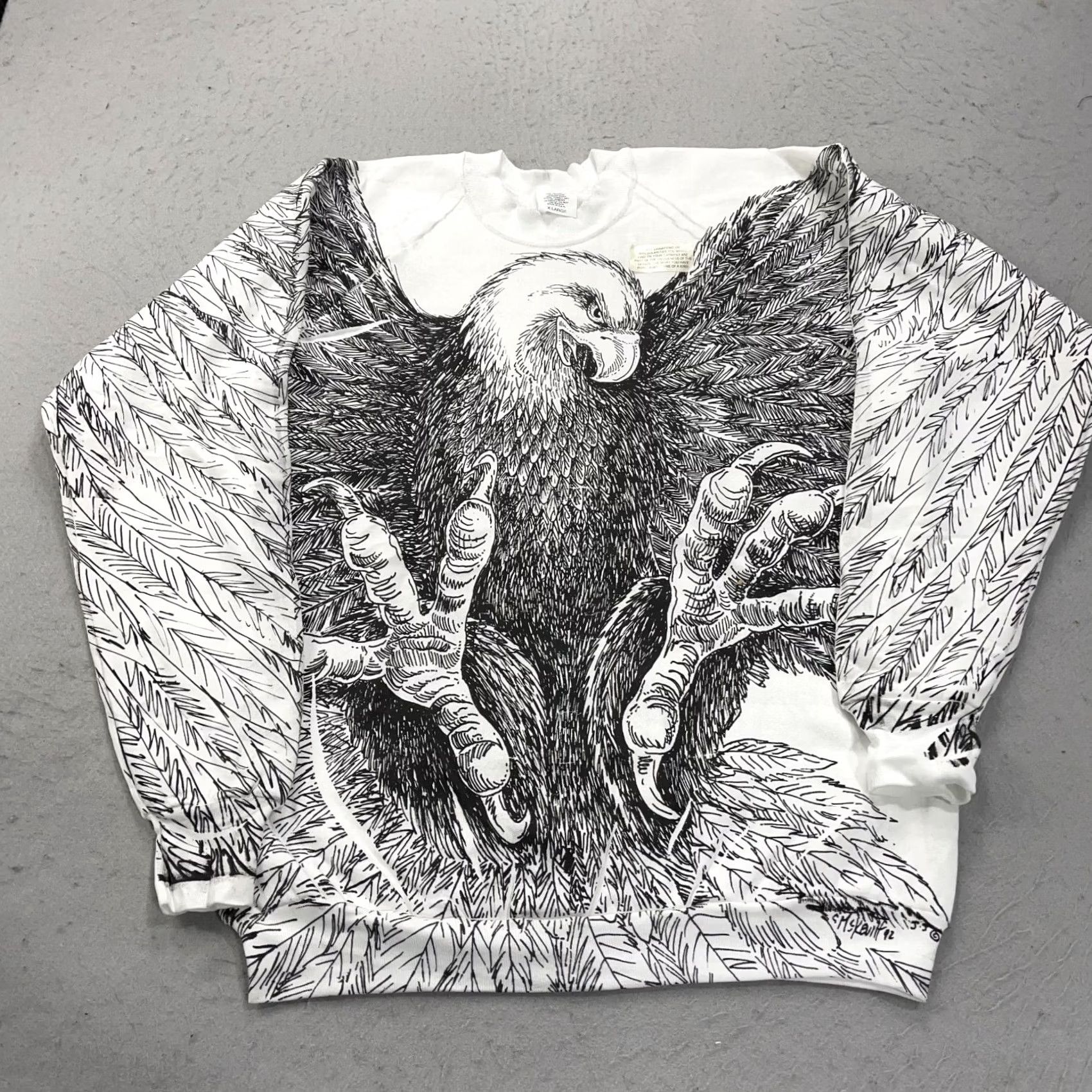 Vintage VINTAGE Nature Sweatshirt Mens XL Bald Eagle All Over Print AOP Animal Crewneck 90s Size US XL / EU 56 / 4 - 2 Thumbnail