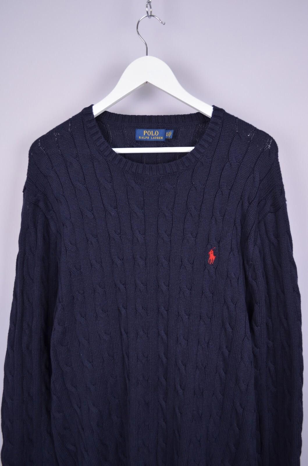 Polo Ralph Lauren Mens Polo Ralph Lauren Cable Knit Navy Cotton Sweater Sz XXL Size US XXL / EU 58 / 5 - 2 Thumbnail