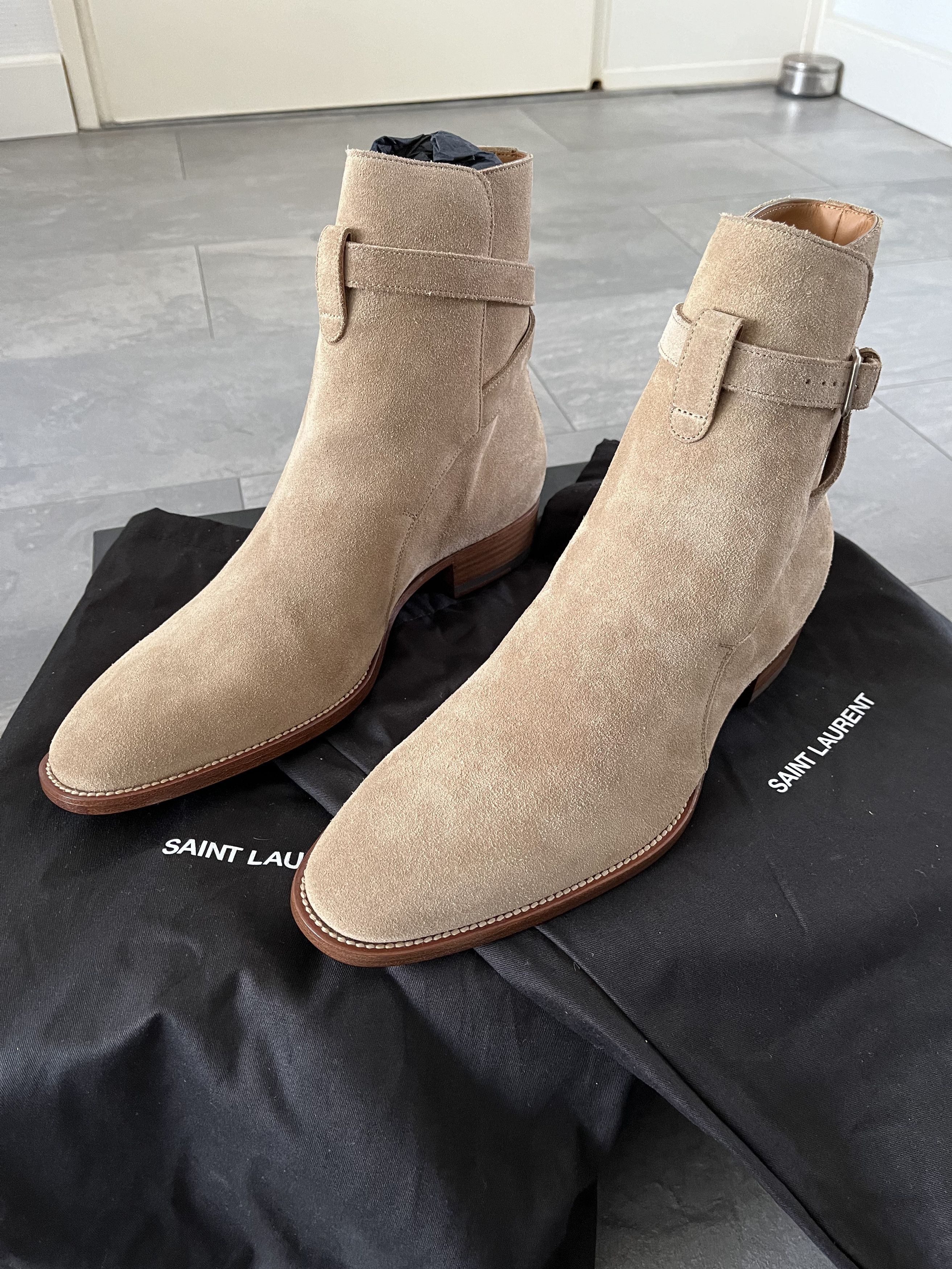 image of Saint Laurent Paris Saint Laurent 30Mm Jodhpur Boots in Tan, Men's (Size 7)