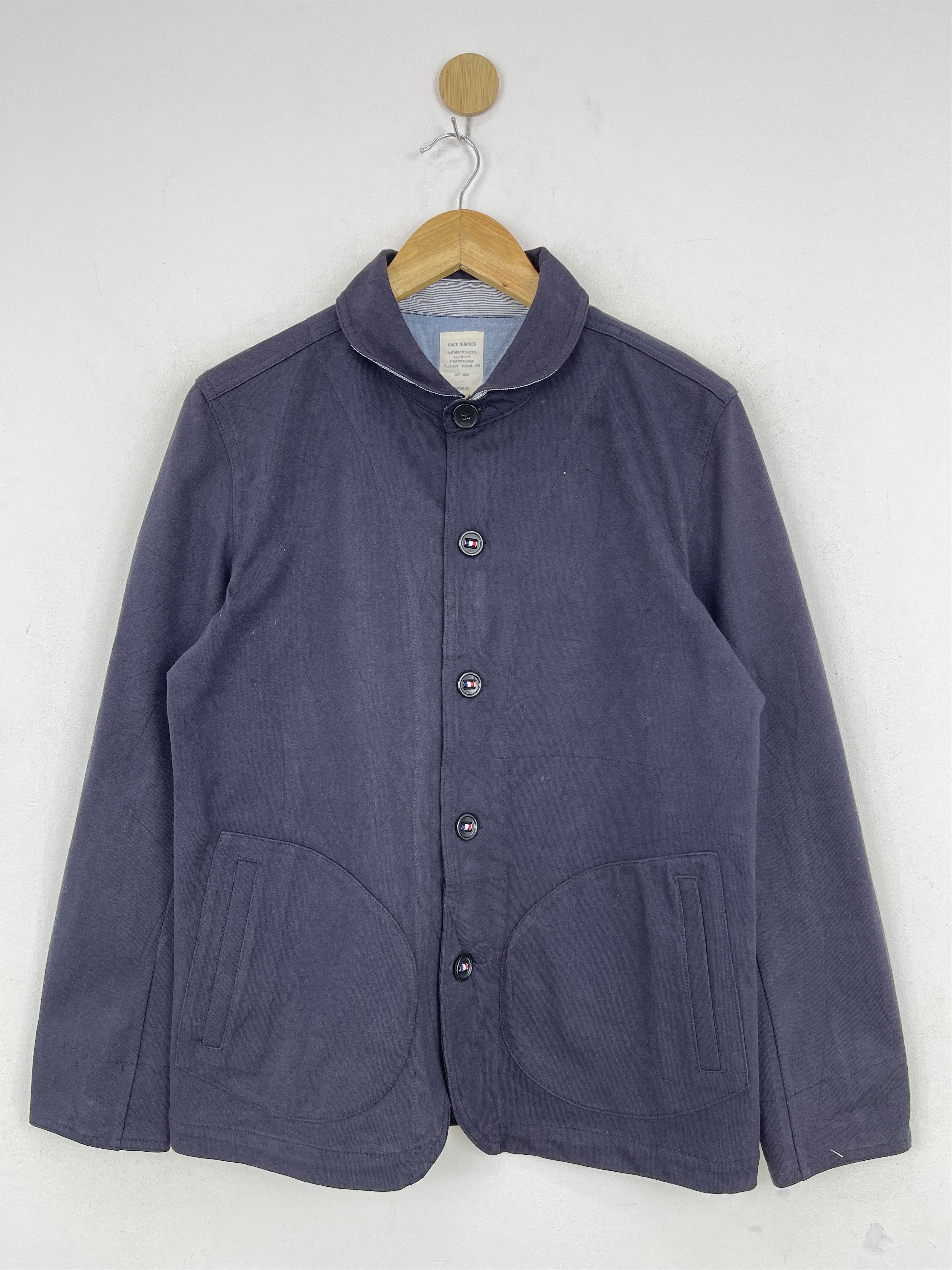 image of Vintage Back Number Button Up Jacket in Dark Blue, Men's (Size Medium)