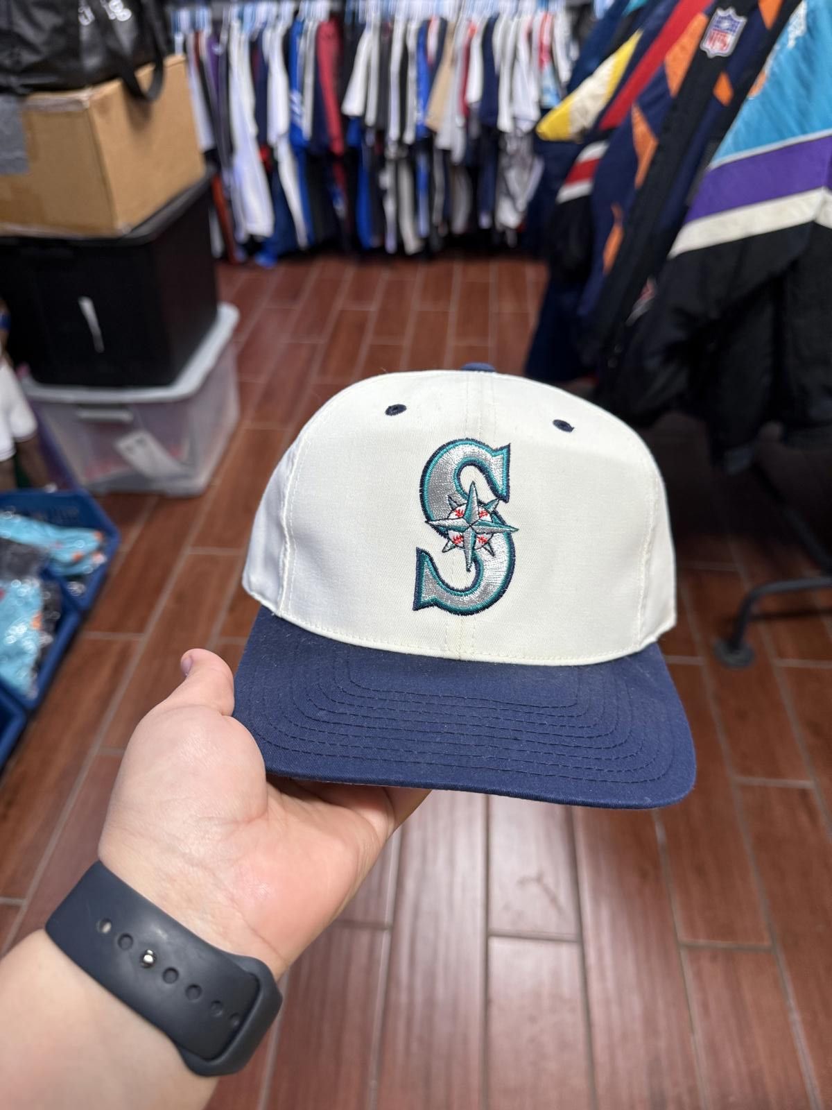 MLB 90s Vintage Seattle Mariners Snapback Hat Size ONE SIZE - 1 Thumbnail
