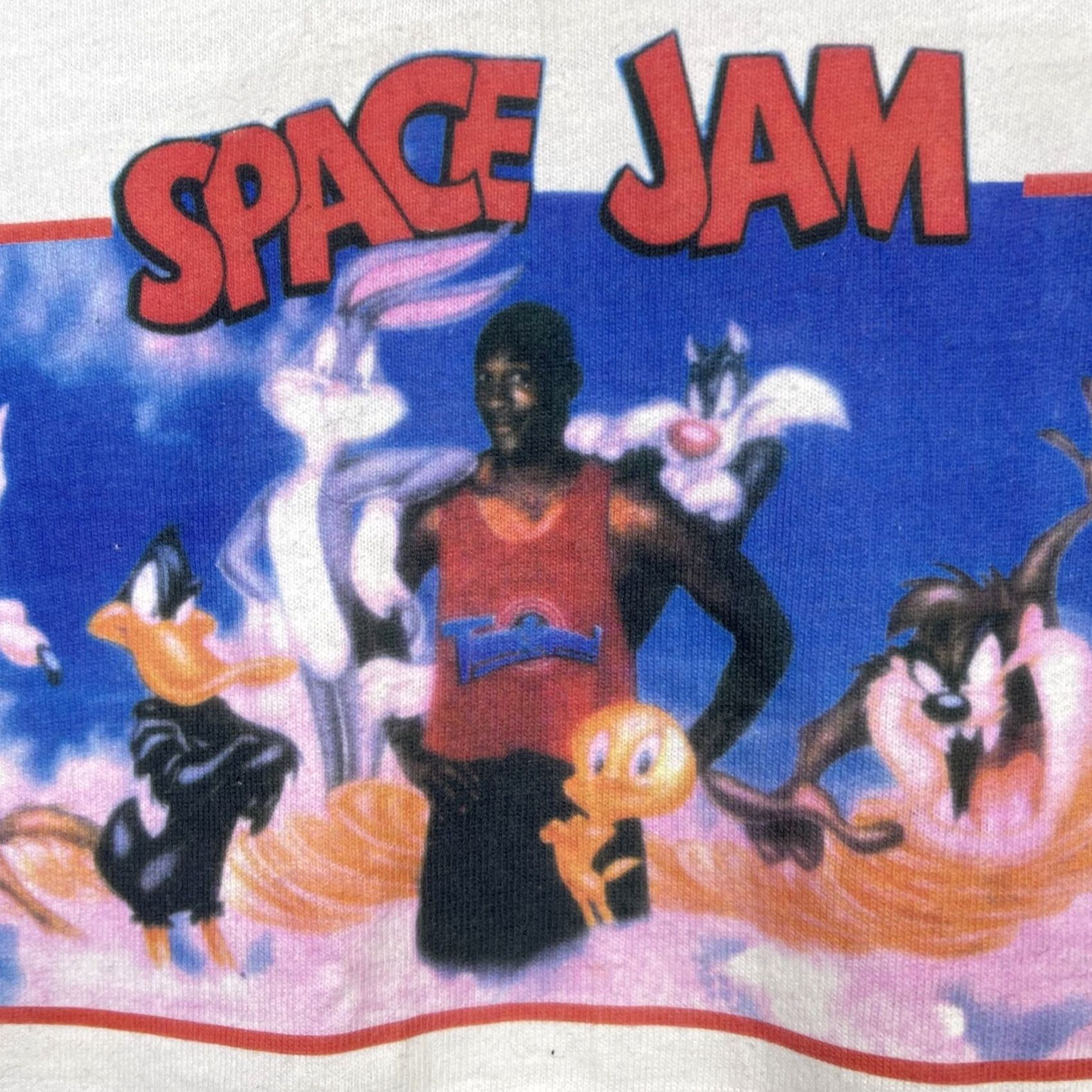 Hanes VINTAGE Space Jam Shirt Men XL Crew Neck White Cotton 90s Logo Graphic Print Hanes T-Shirt Size US XL / EU 56 / 4 - 7 Thumbnail