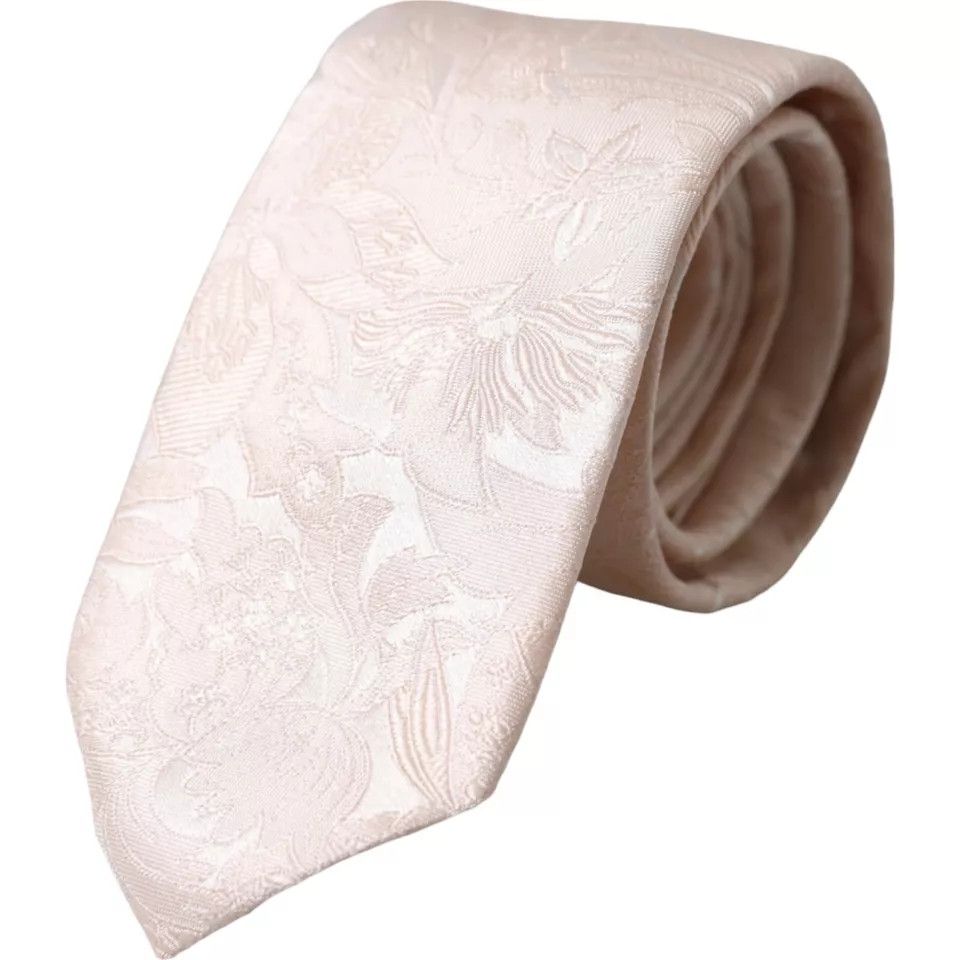 Dolce & Gabbana Off White Floral Brocade Silk Adjustable Men Men's Tie Size ONE SIZE - 1 Thumbnail
