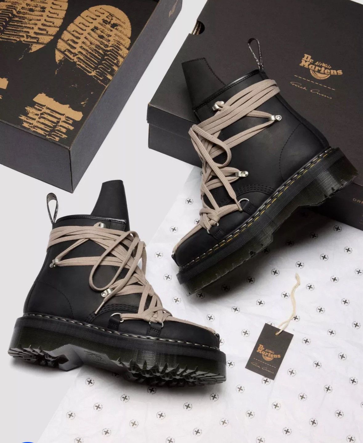 Dr. Martens × Rick Owens Rick Owens x Dr. Martens 1460 Megalace Quad RO - US 10 Size US 10 / EU 43 - 7 Thumbnail