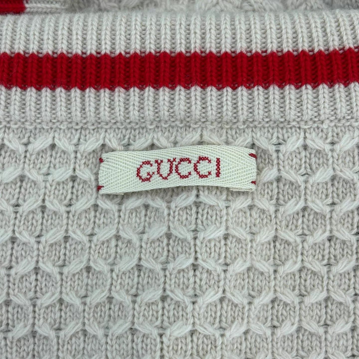 Gucci Gucci Beige Printed Openwork Knit Sweater M New Size US M / EU 48-50 / 2 - 7 Thumbnail