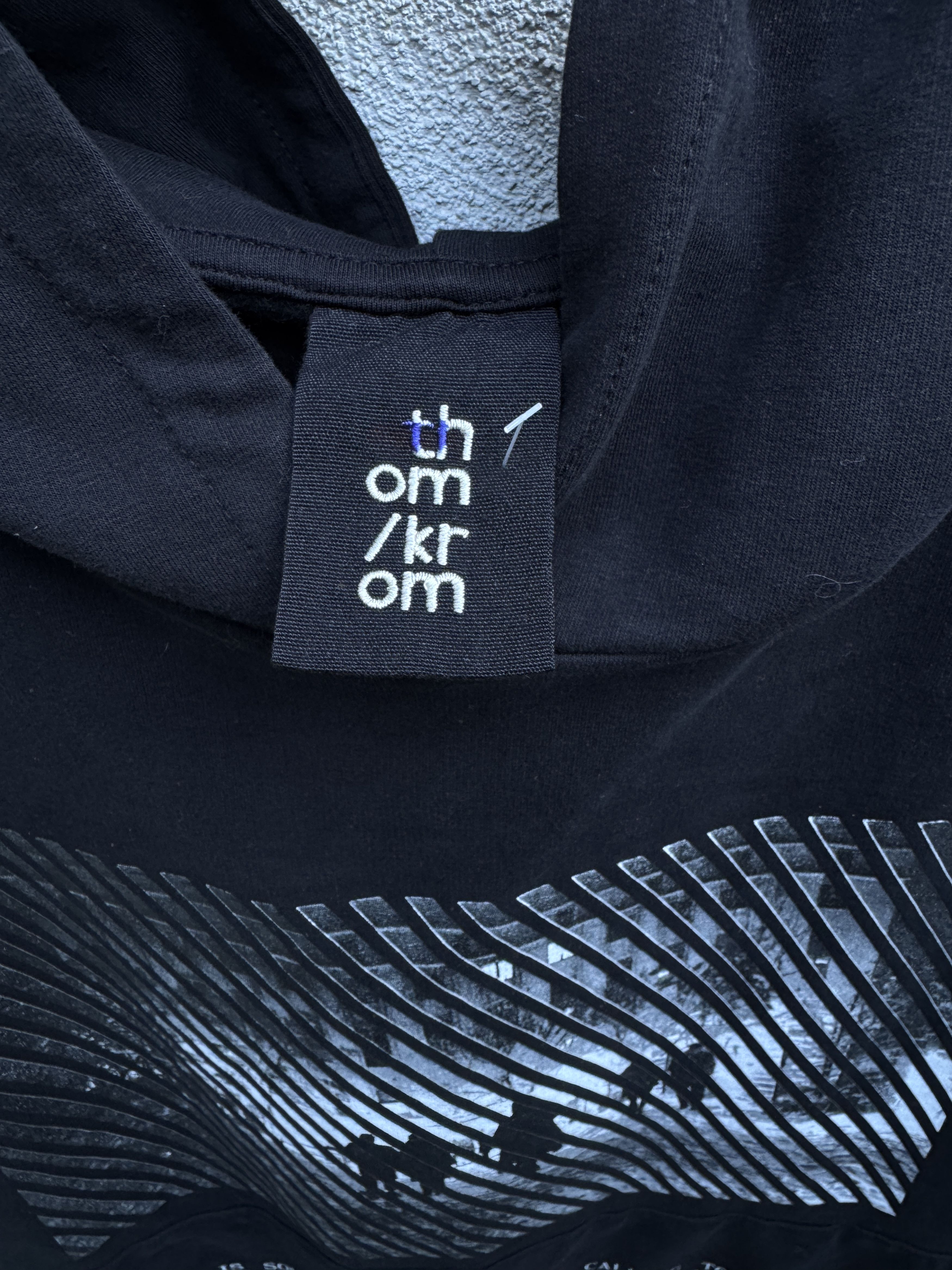 Thom Krom Thom Krom Black Cotton Bone Hoddie Sweater with Print Size US XL / EU 56 / 4 - 4 Thumbnail