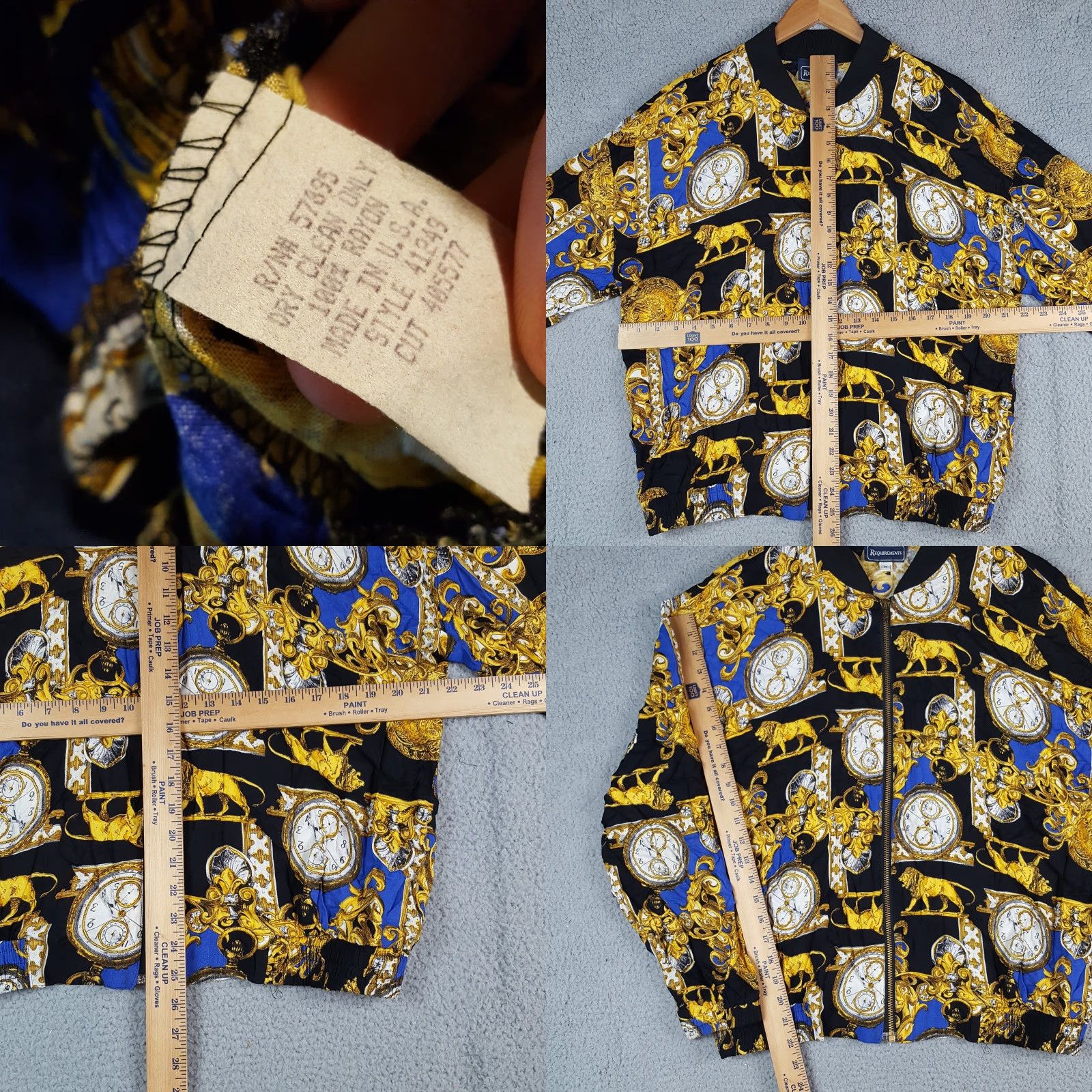 Vintage Vintage 90s Gold Lion Clock Art Bomber Men's Designer Size M Windbreaker Jacket Size US M / EU 48-50 / 2 - 8 Thumbnail